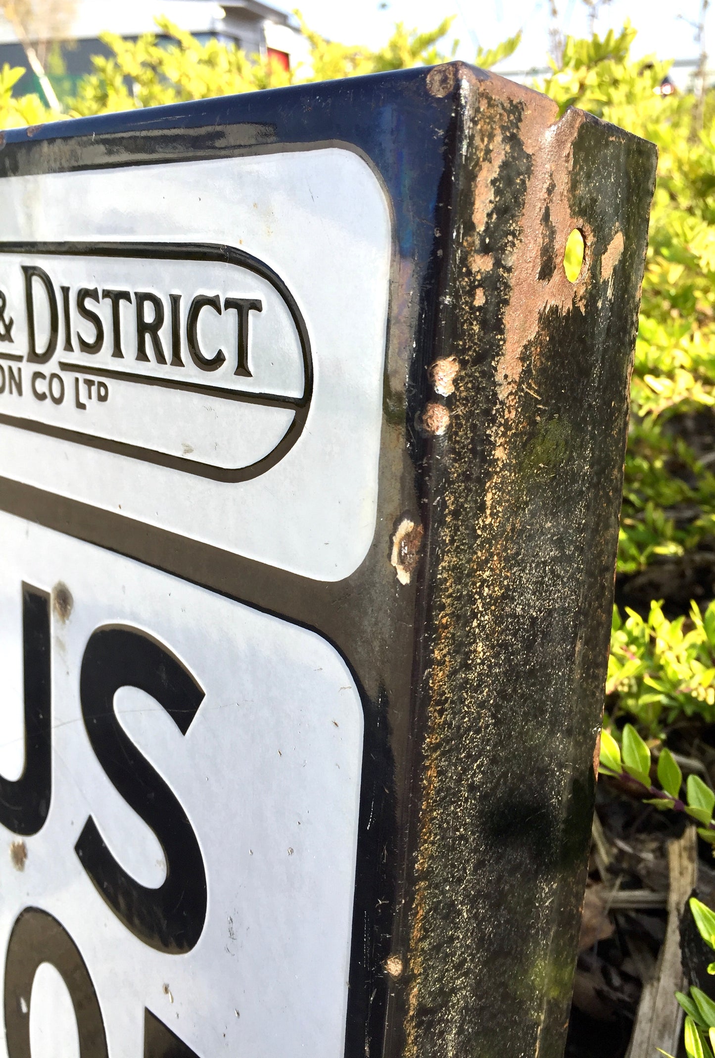 Antique Wall Mounted Double Sided Enamel Bus Stop Sign Aldershot & District 1950