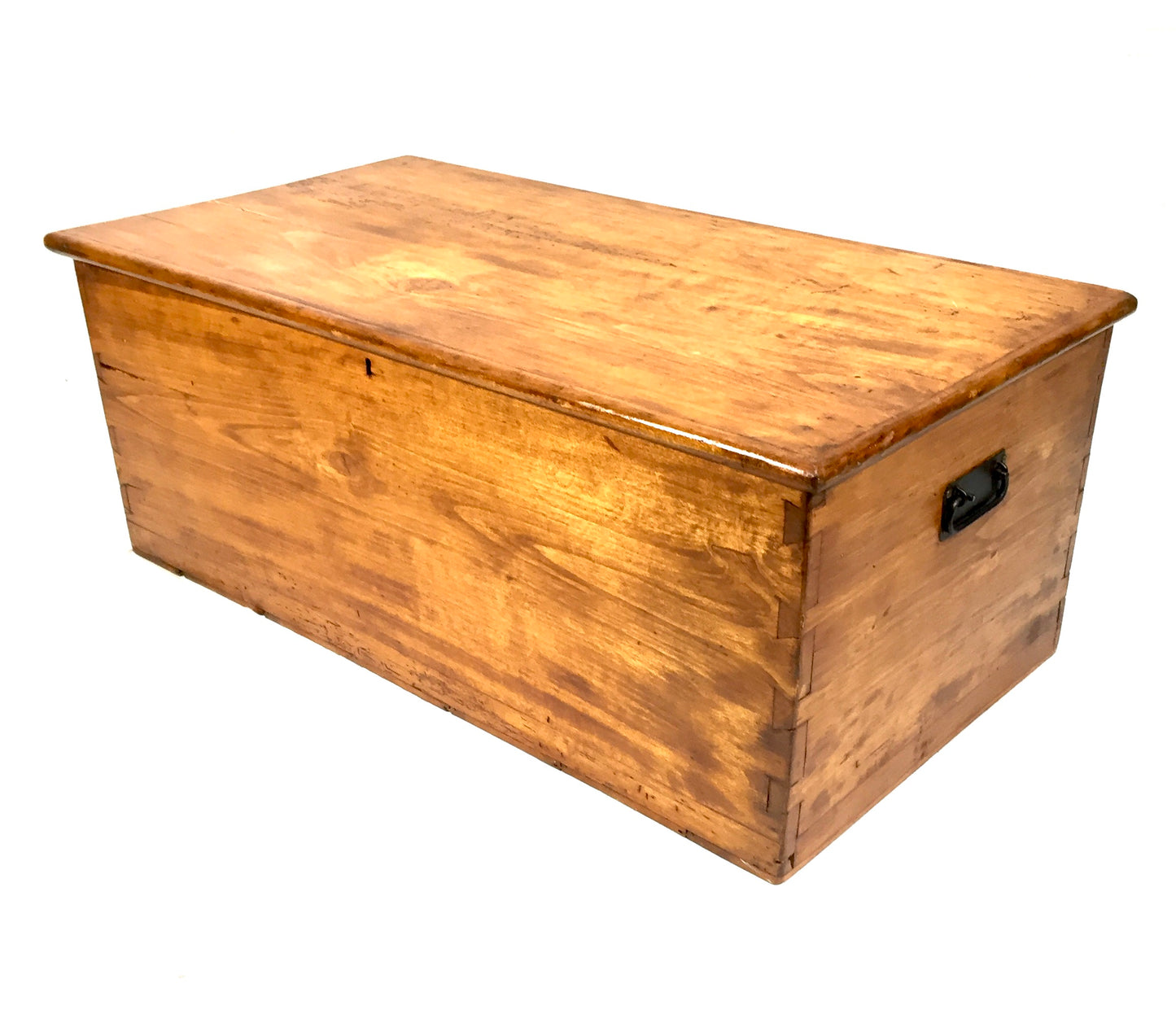 Antique Wooden Large Pine Storage Trunk / Blanket Box Coffer Victorian c1890
