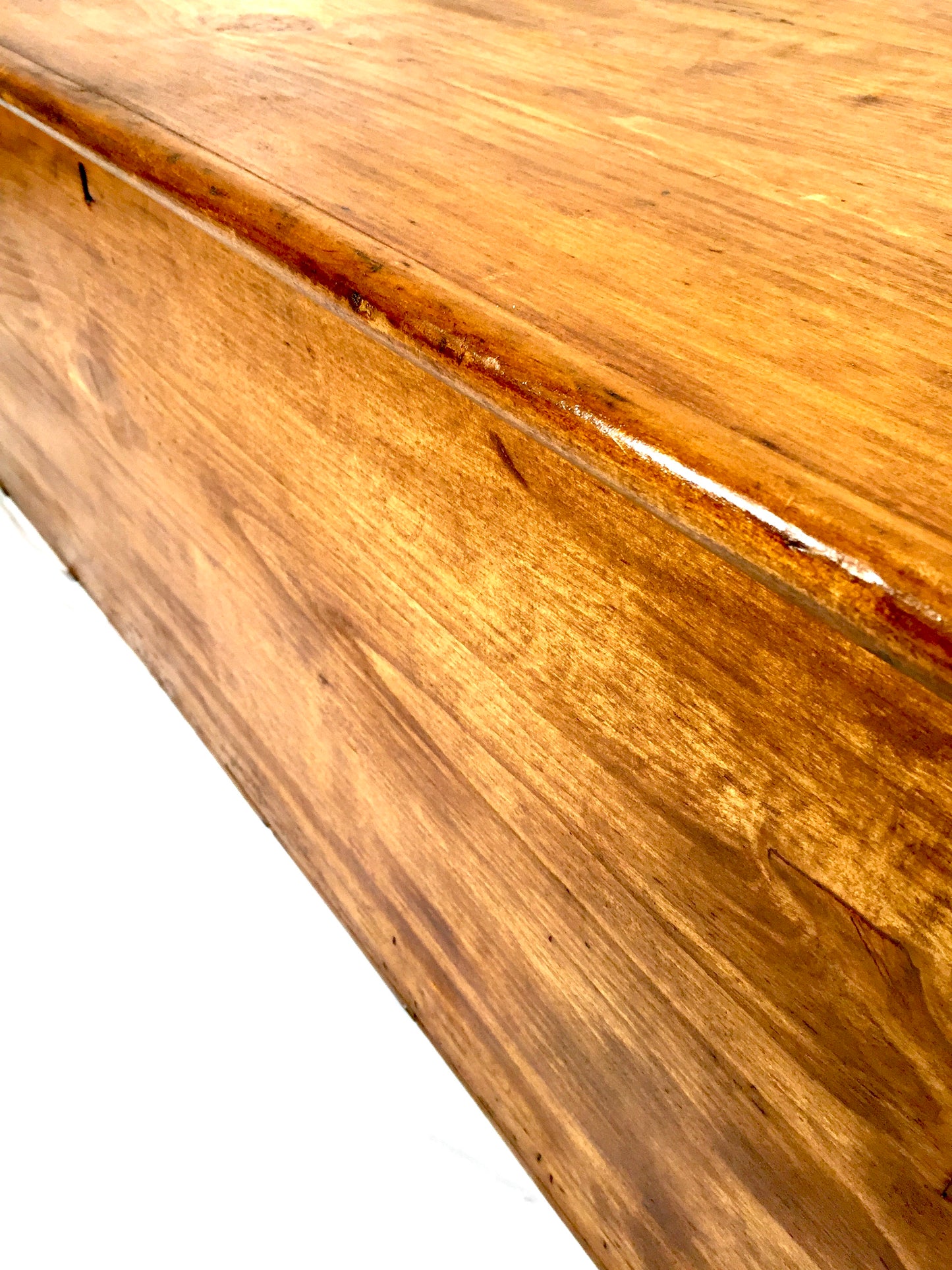 Antique Wooden Large Pine Storage Trunk / Blanket Box Coffer Victorian c1890