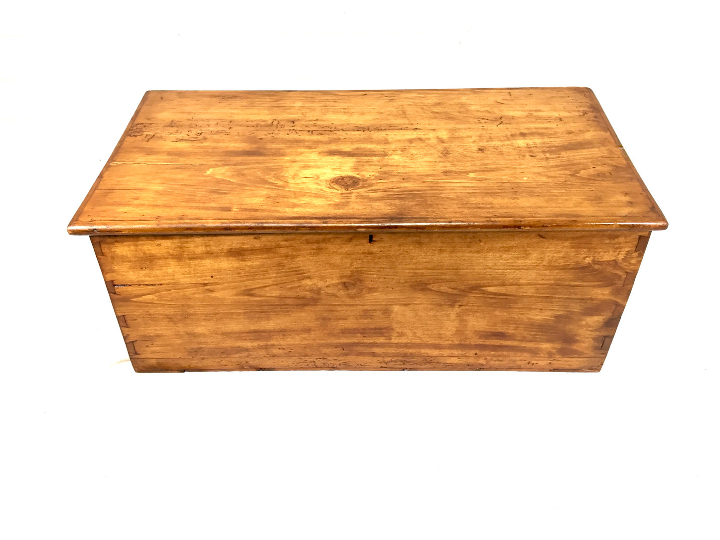 Antique Wooden Large Pine Storage Trunk / Blanket Box Coffer Victorian c1890