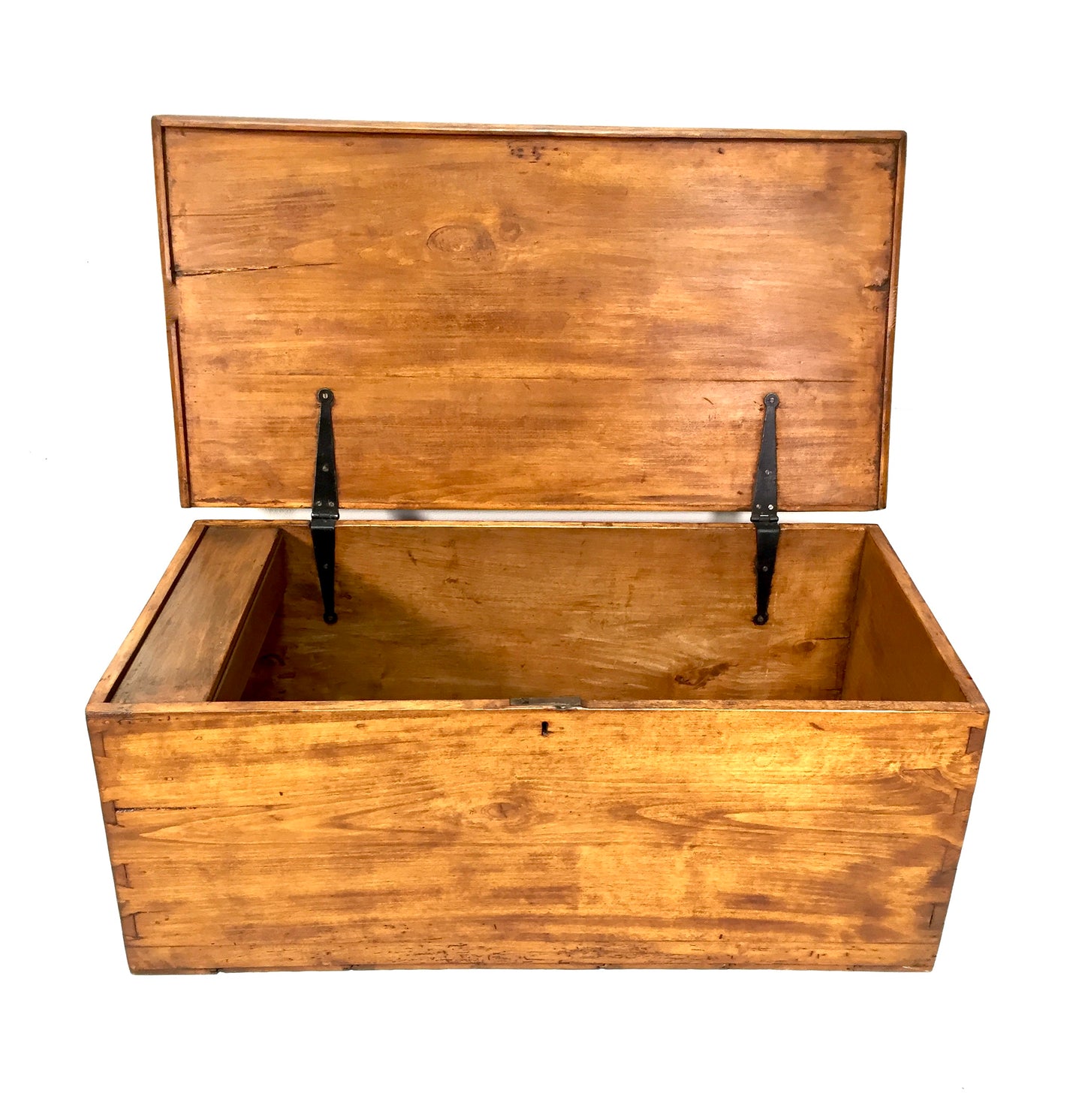 Antique Wooden Large Pine Storage Trunk / Blanket Box Coffer Victorian c1890