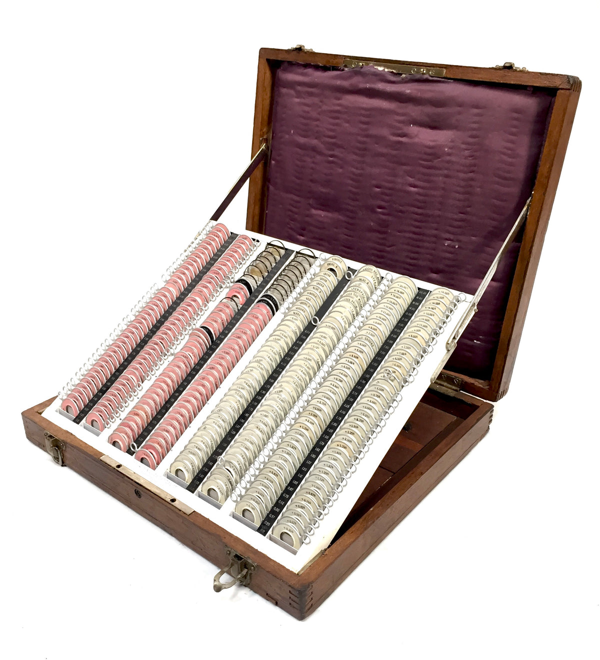 Antique Large Bausch & Lomb Opticians Trial Lens Set in Wooden Carry Case