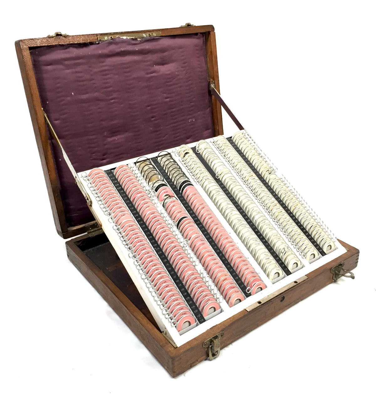 Antique Large Bausch & Lomb Opticians Trial Lens Set in Wooden Carry Case