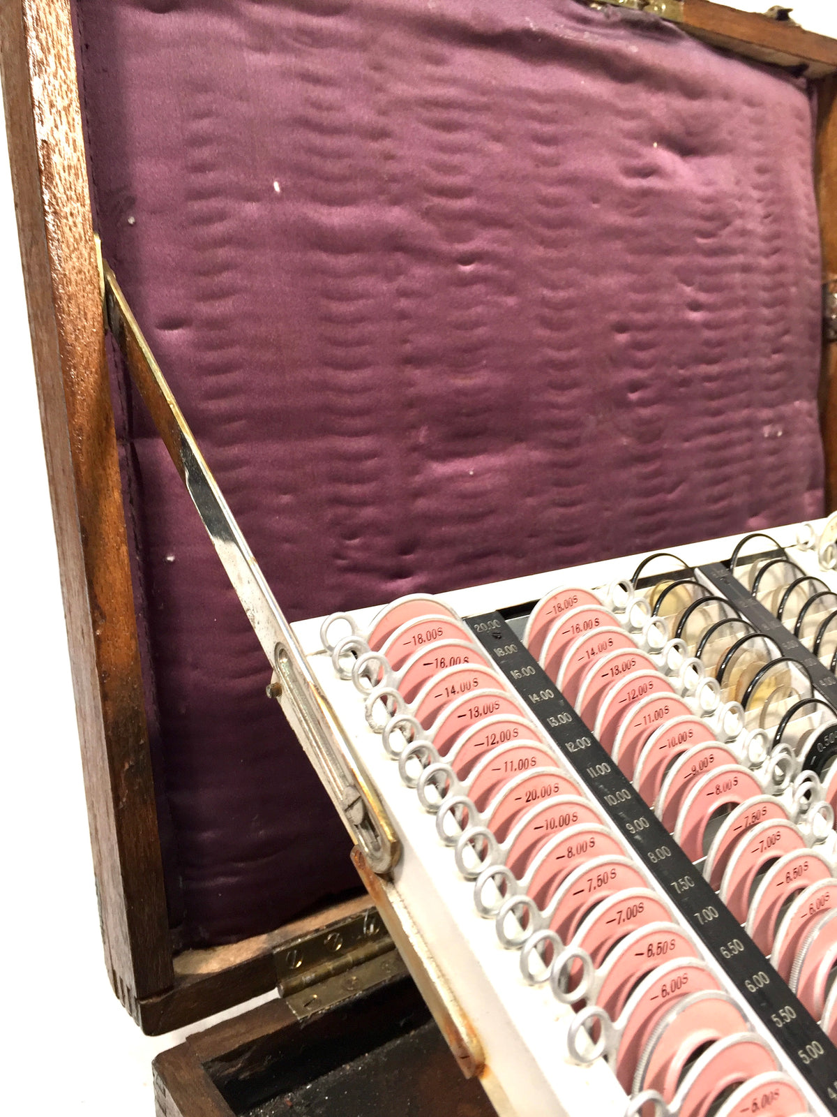 Antique Large Bausch & Lomb Opticians Trial Lens Set in Wooden Carry Case