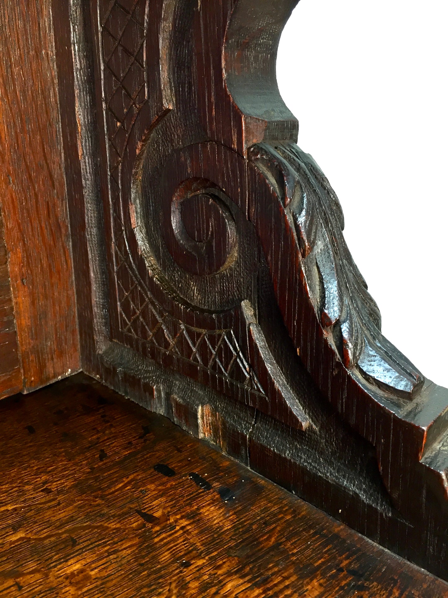Antique 19th Century Carved Wooden Oak Green Man Dresser Sideboard with Mirror