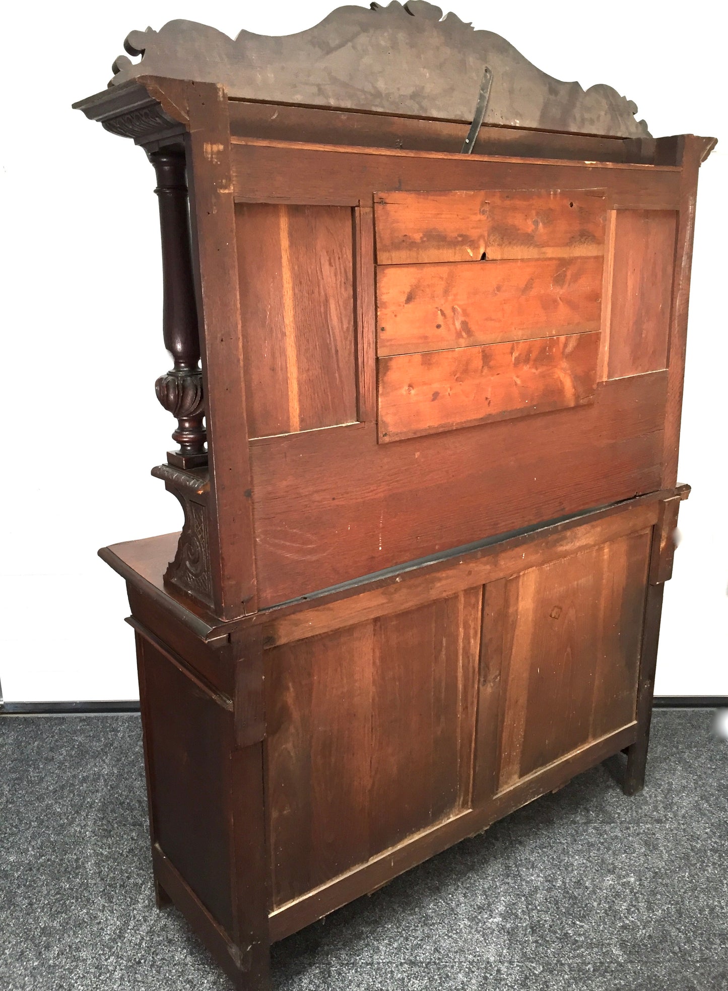 Antique 19th Century Carved Wooden Oak Green Man Dresser Sideboard with Mirror