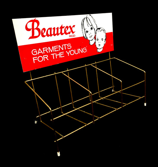 Antique Advertising Tabletop Clothes Shop Display Stand for Beautex / Rack c1970