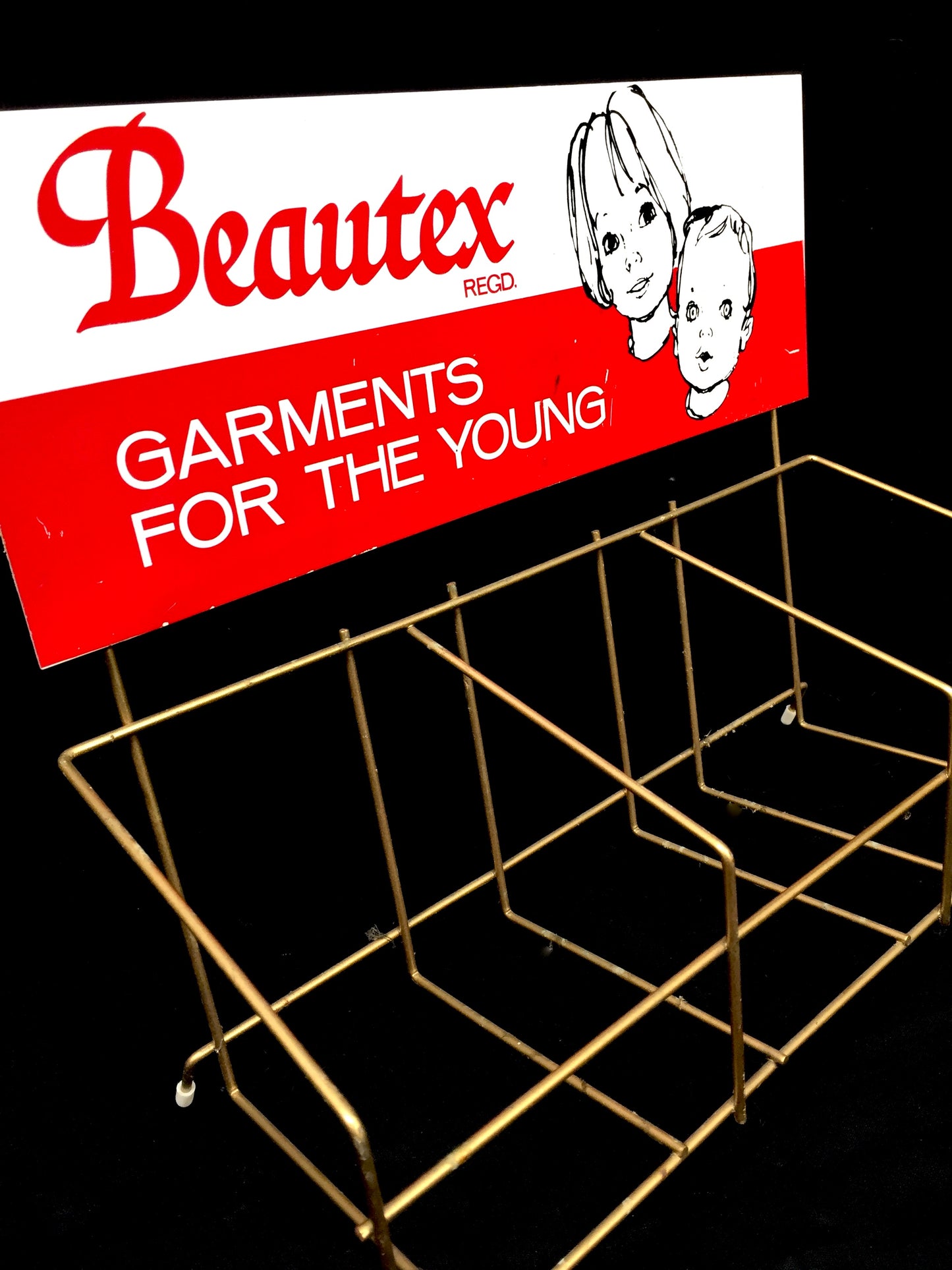 Antique Advertising Tabletop Clothes Shop Display Stand for Beautex / Rack c1970