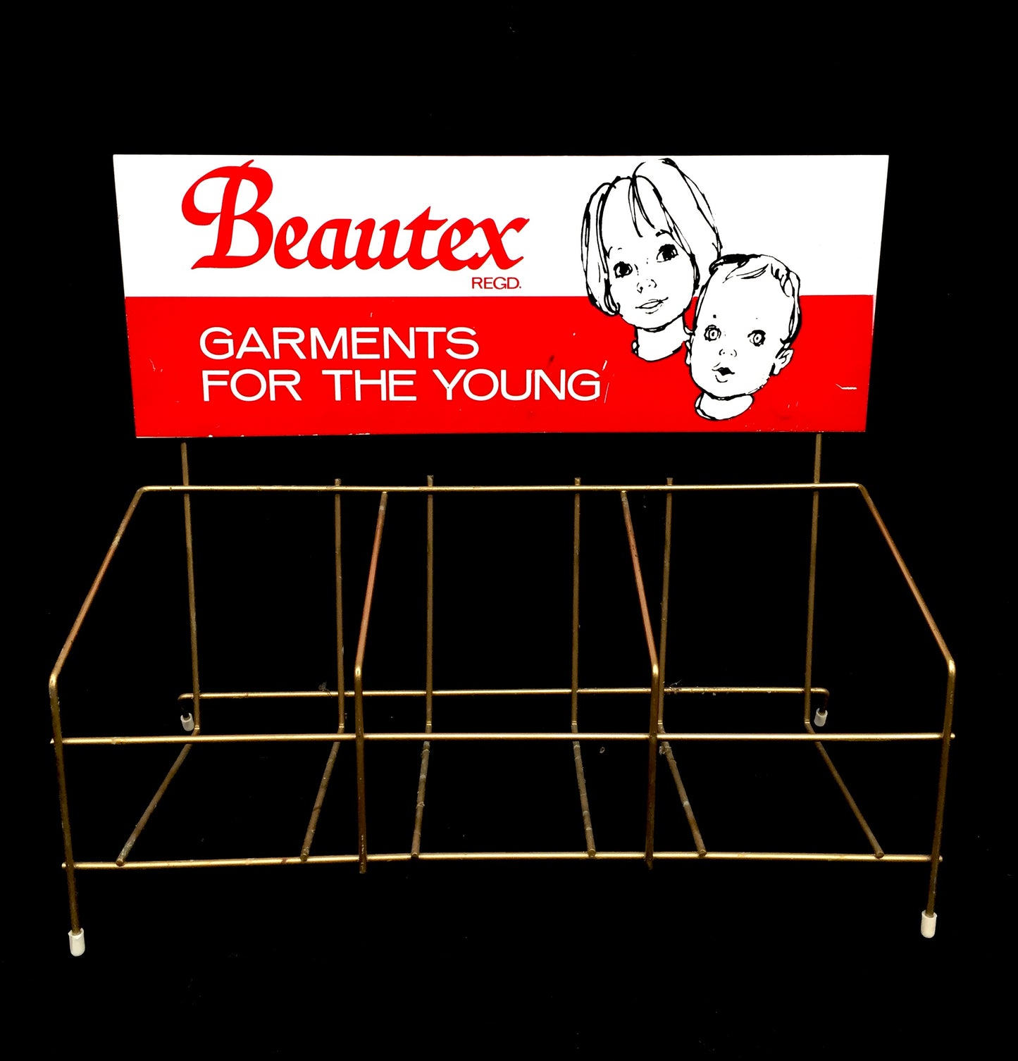 Antique Advertising Tabletop Clothes Shop Display Stand for Beautex / Rack c1970