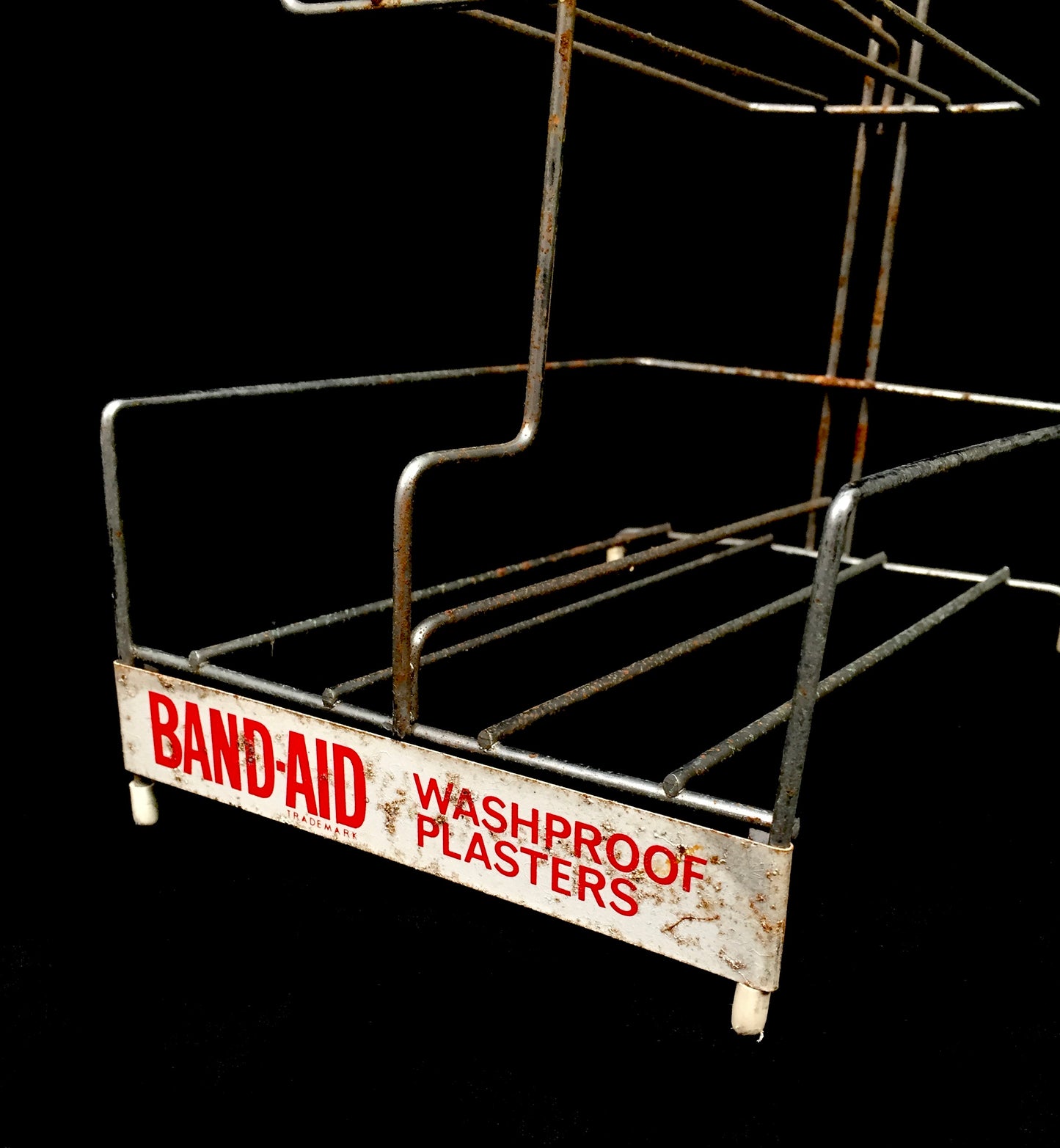 Antique Advertising Tabletop Chemists Shop Display Band-aid Plasters Wire Stand