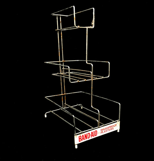 Antique Advertising Tabletop Chemists Shop Display Band-aid Plasters Wire Stand