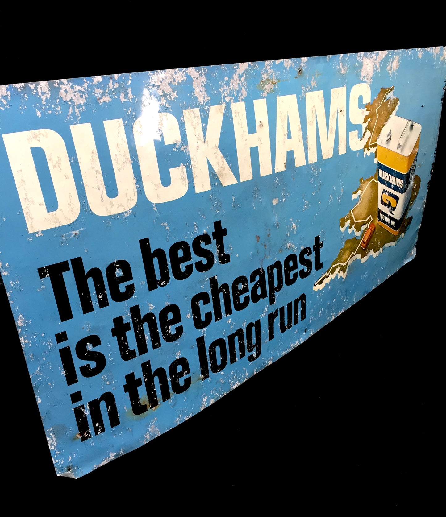 Antique Advertising Original Large Duckhams Motor Oil Tin Wall Sign 20th Century