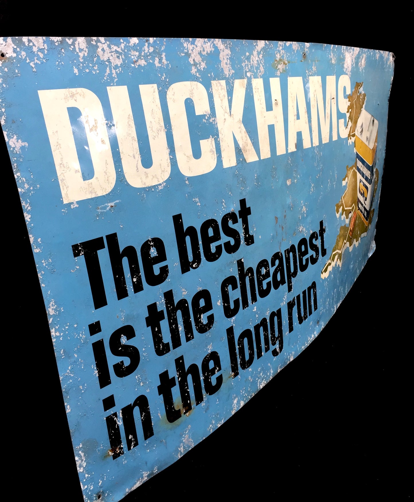 Antique Advertising Original Large Duckhams Motor Oil Tin Wall Sign 20th Century
