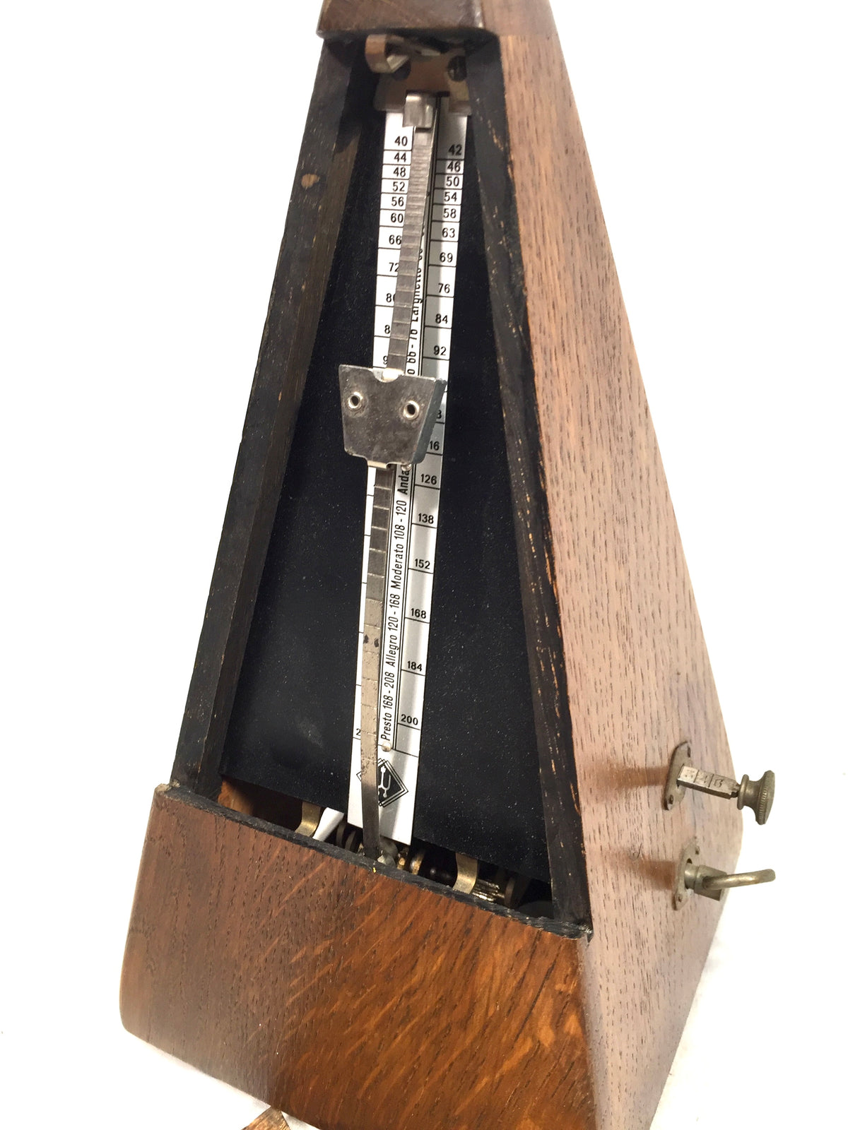 Antique Working System Wittner Pyramid Metronome Germany / Wooden Music Timer