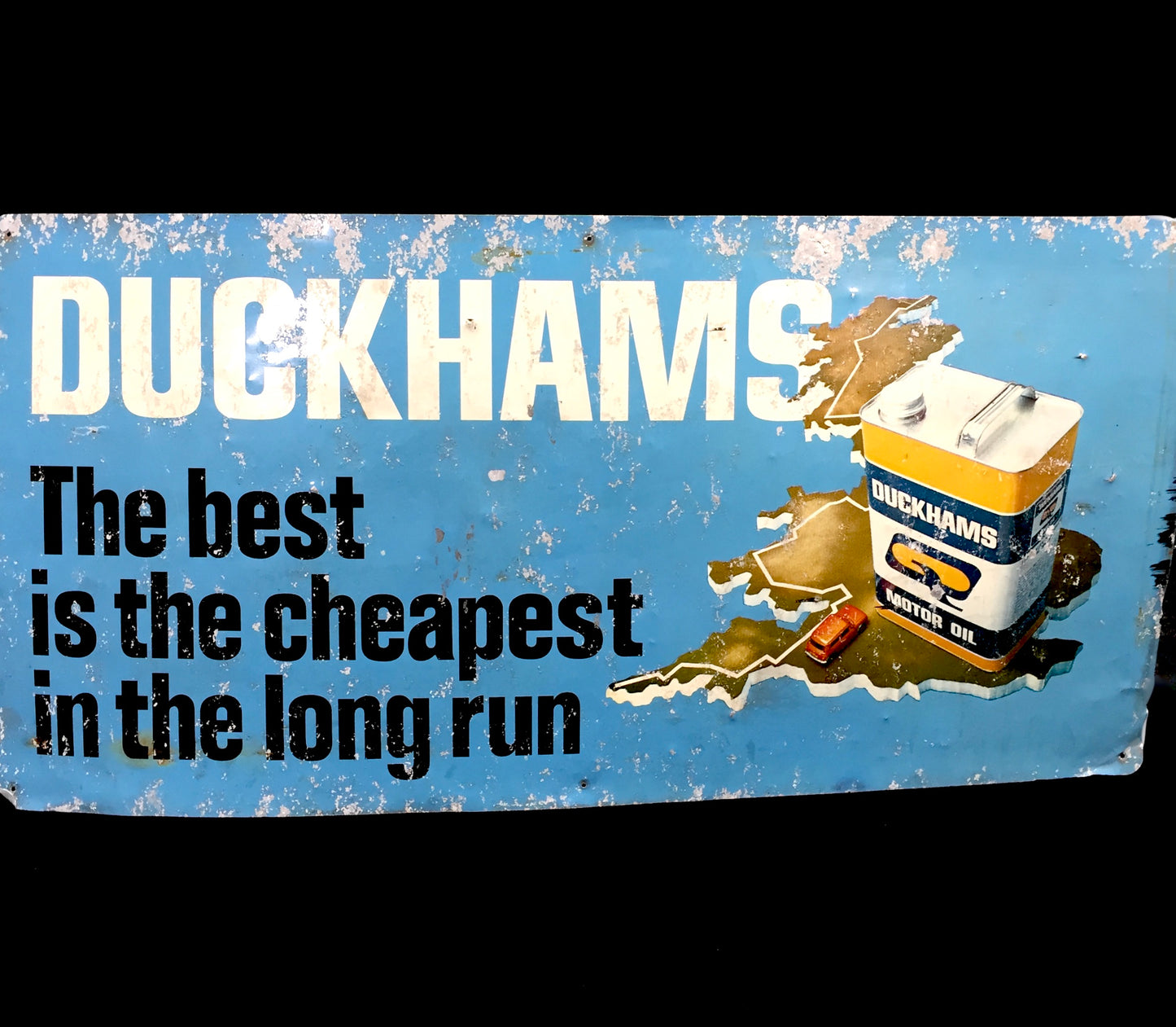 Antique Advertising Original Large Duckhams Motor Oil Tin Wall Sign 20th Century