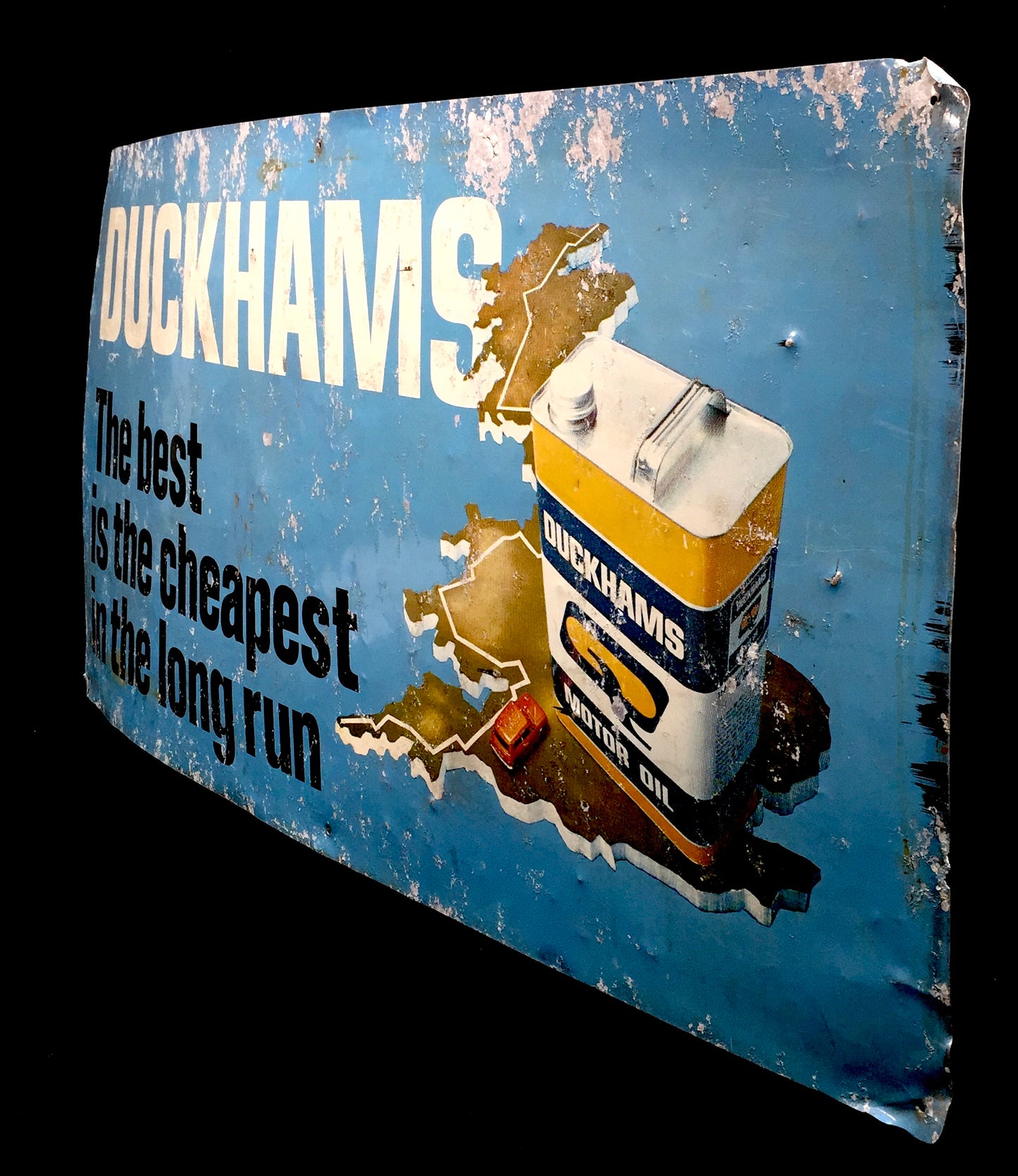 Antique Advertising Original Large Duckhams Motor Oil Tin Wall Sign 20th Century