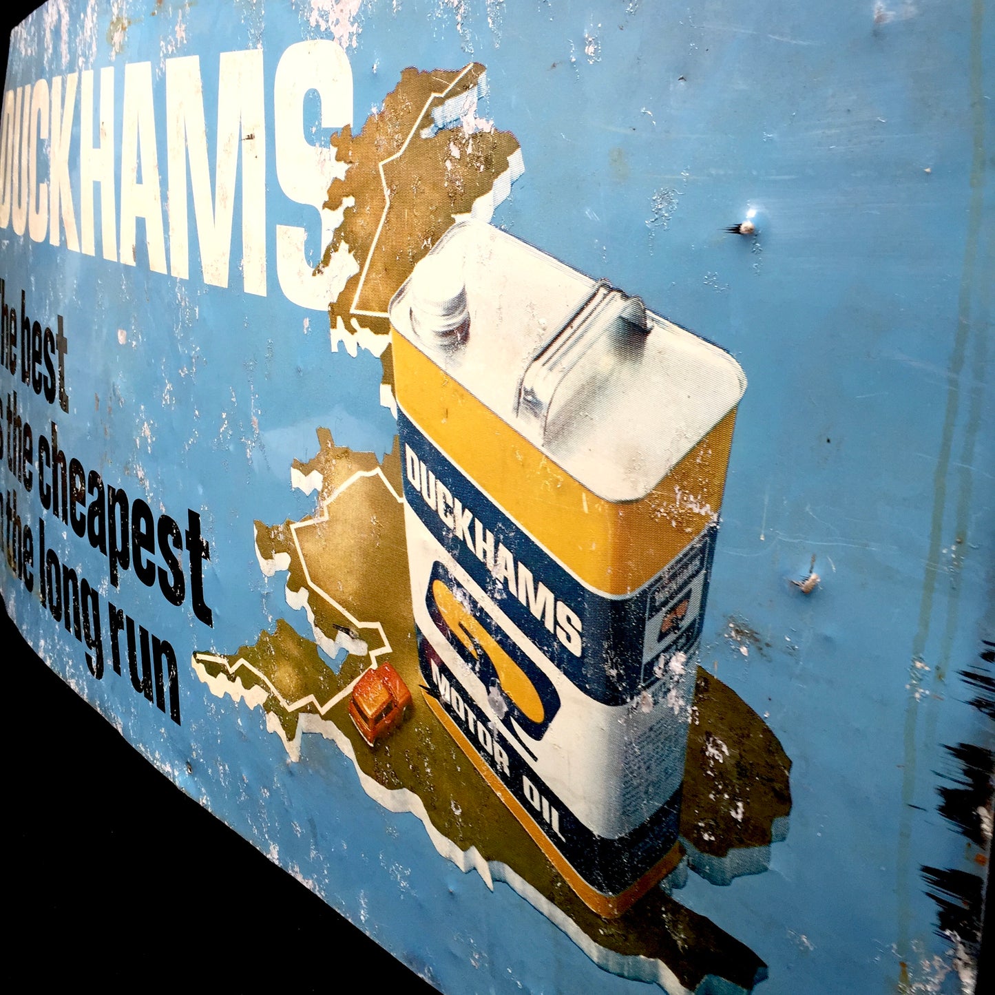 Antique Advertising Original Large Duckhams Motor Oil Tin Wall Sign 20th Century
