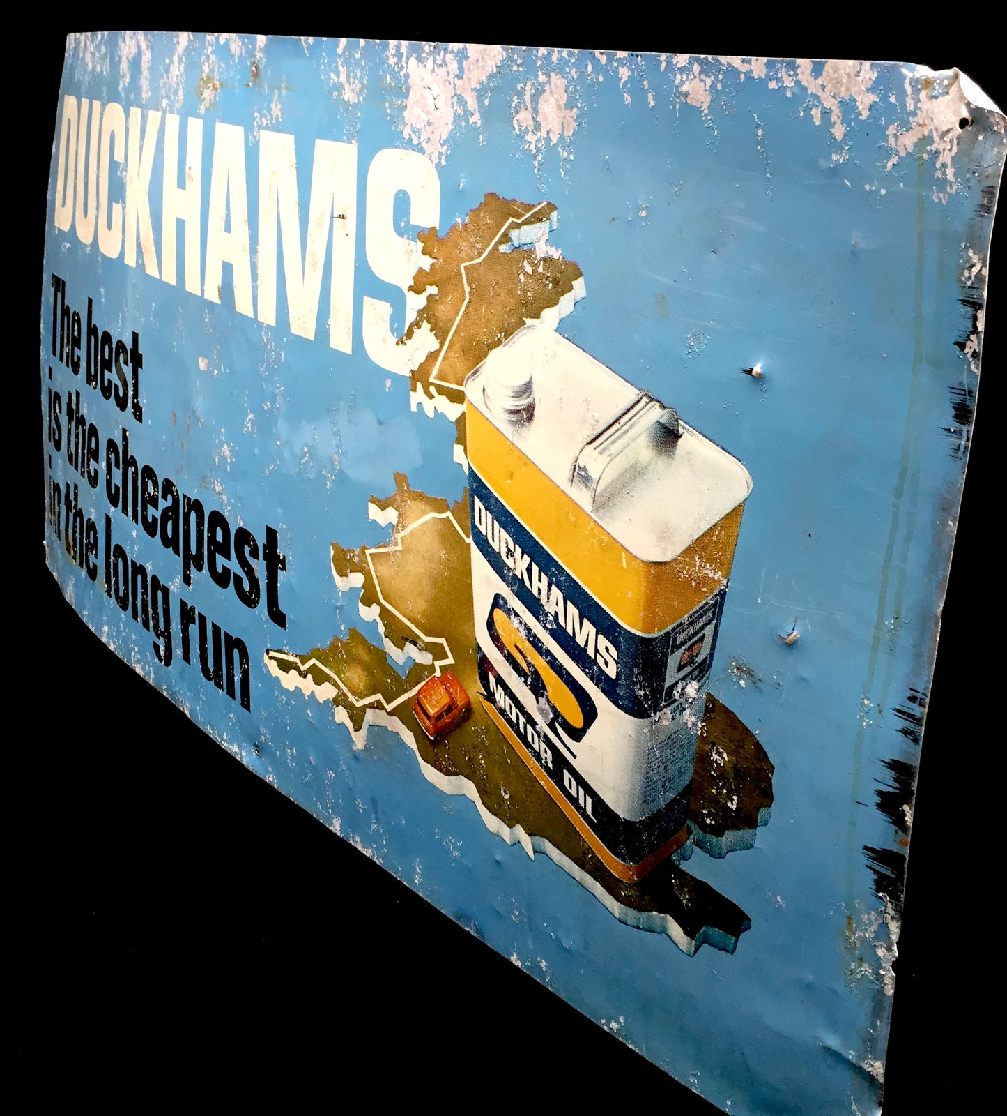Antique Advertising Original Large Duckhams Motor Oil Tin Wall Sign 20th Century