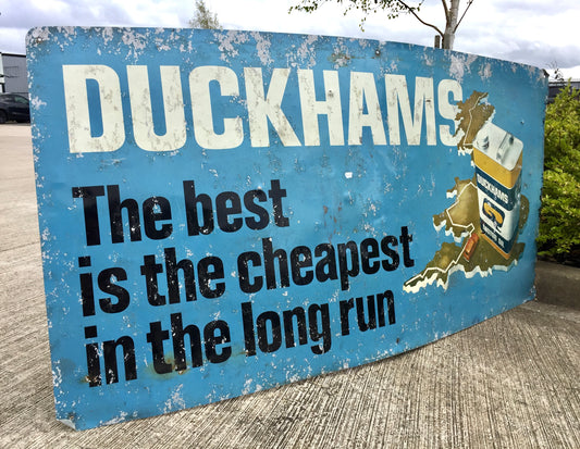 Antique Advertising Original Large Duckhams Motor Oil Tin Wall Sign 20th Century