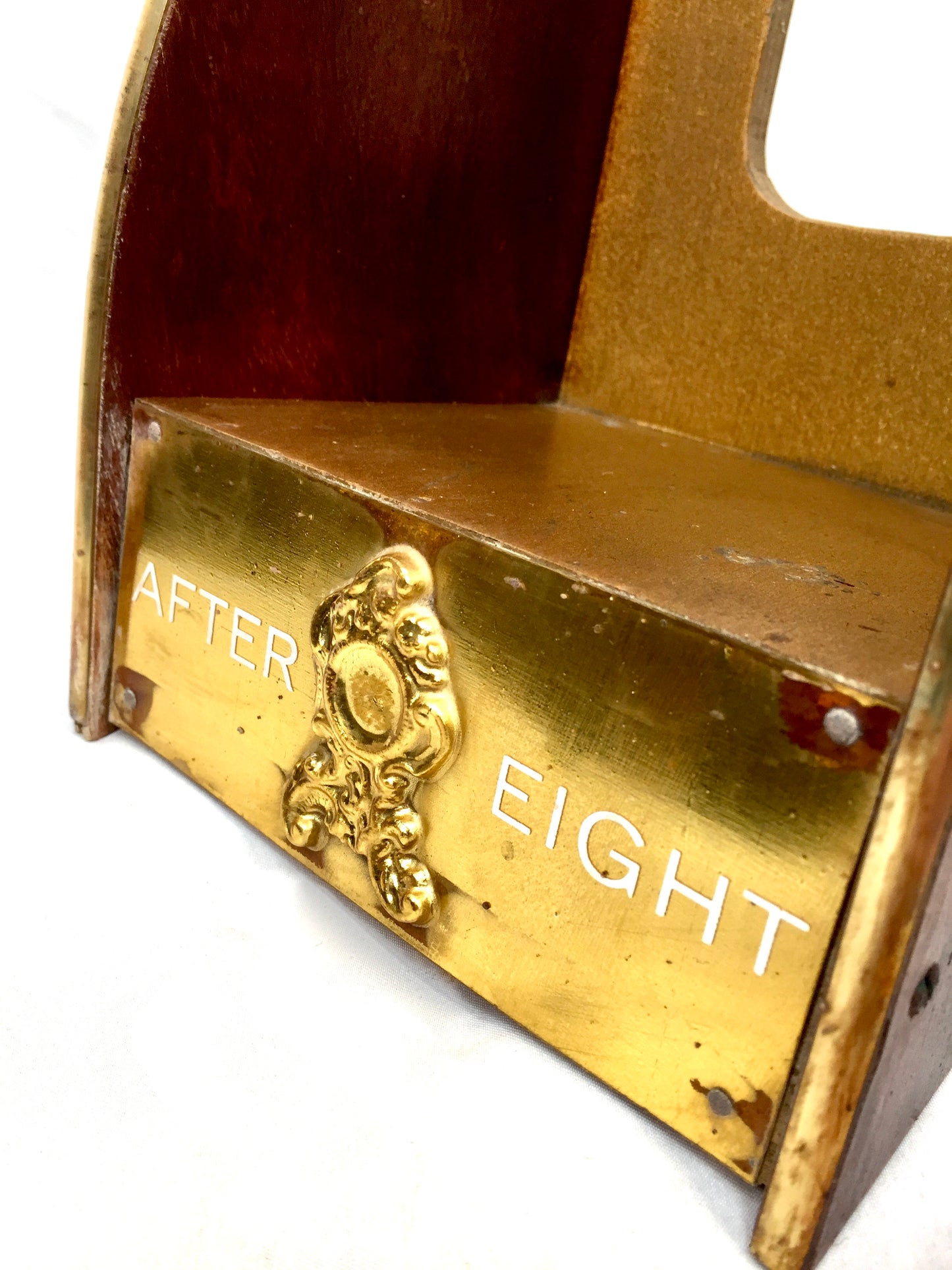 Antique Advertising - Tabletop Shop Display Wood & Brass After Eight Mints Stand