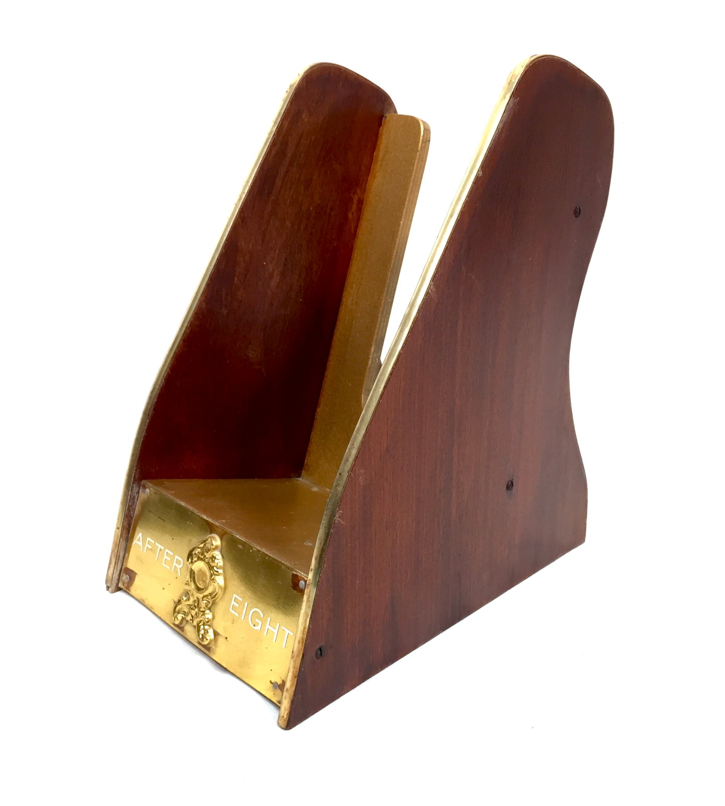 Antique Advertising - Tabletop Shop Display Wood & Brass After Eight Mints Stand