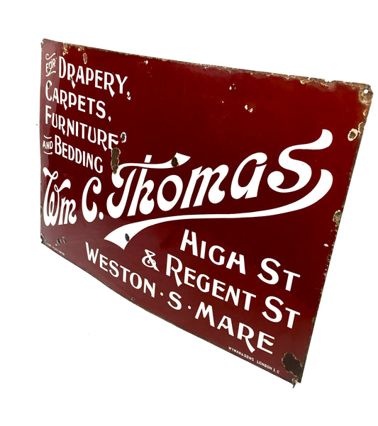 Antique Advertising Large Enamel Wall Mounted Shop Sign Weston Super Mare c.1930