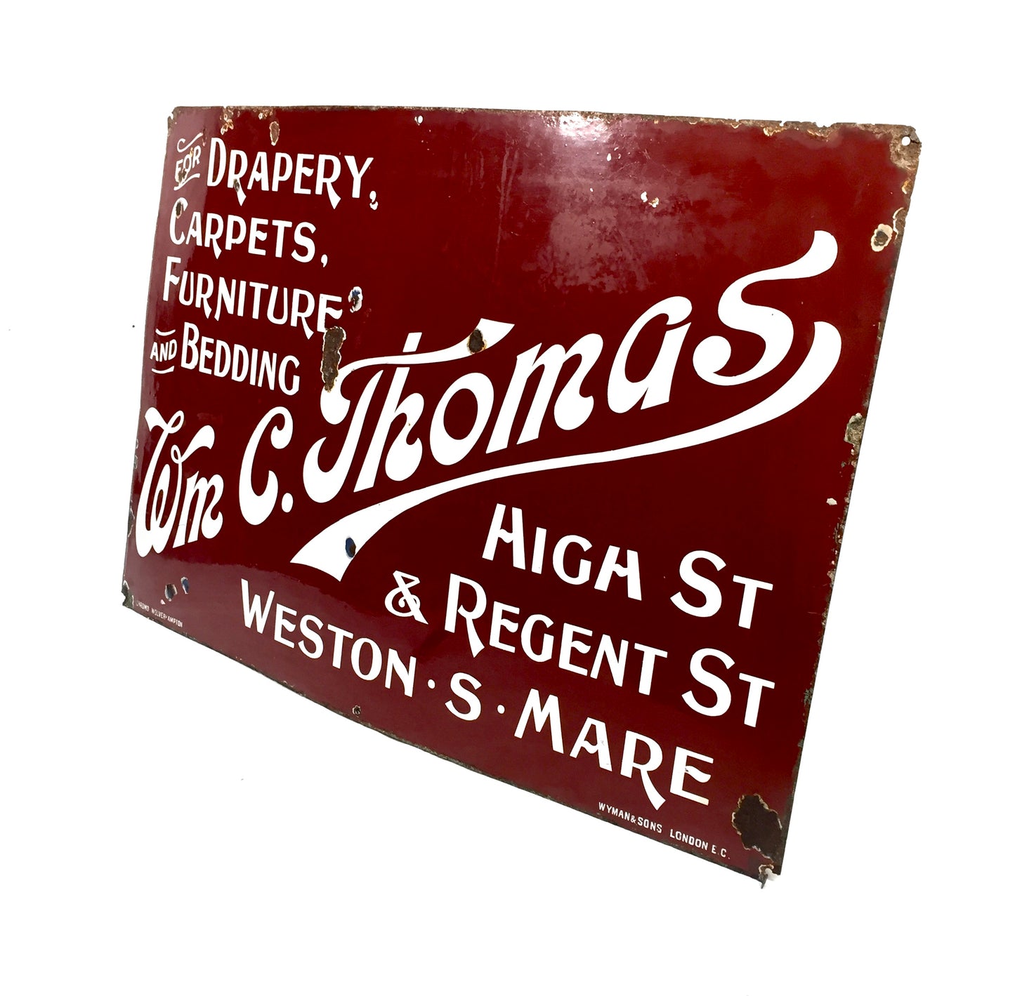 Antique Advertising Large Enamel Wall Mounted Shop Sign Weston Super Mare c.1930