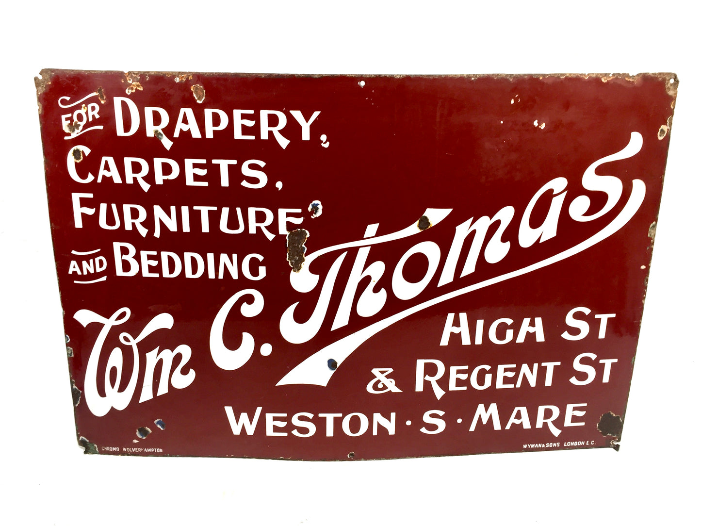 Antique Advertising Large Enamel Wall Mounted Shop Sign Weston Super Mare c.1930