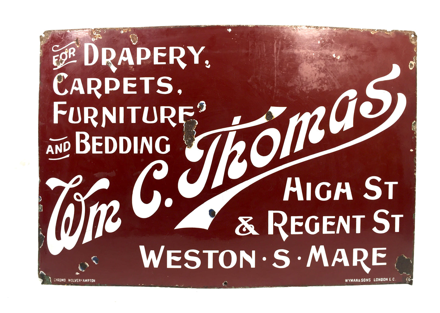 Antique Advertising Large Enamel Wall Mounted Shop Sign Weston Super Mare c.1930