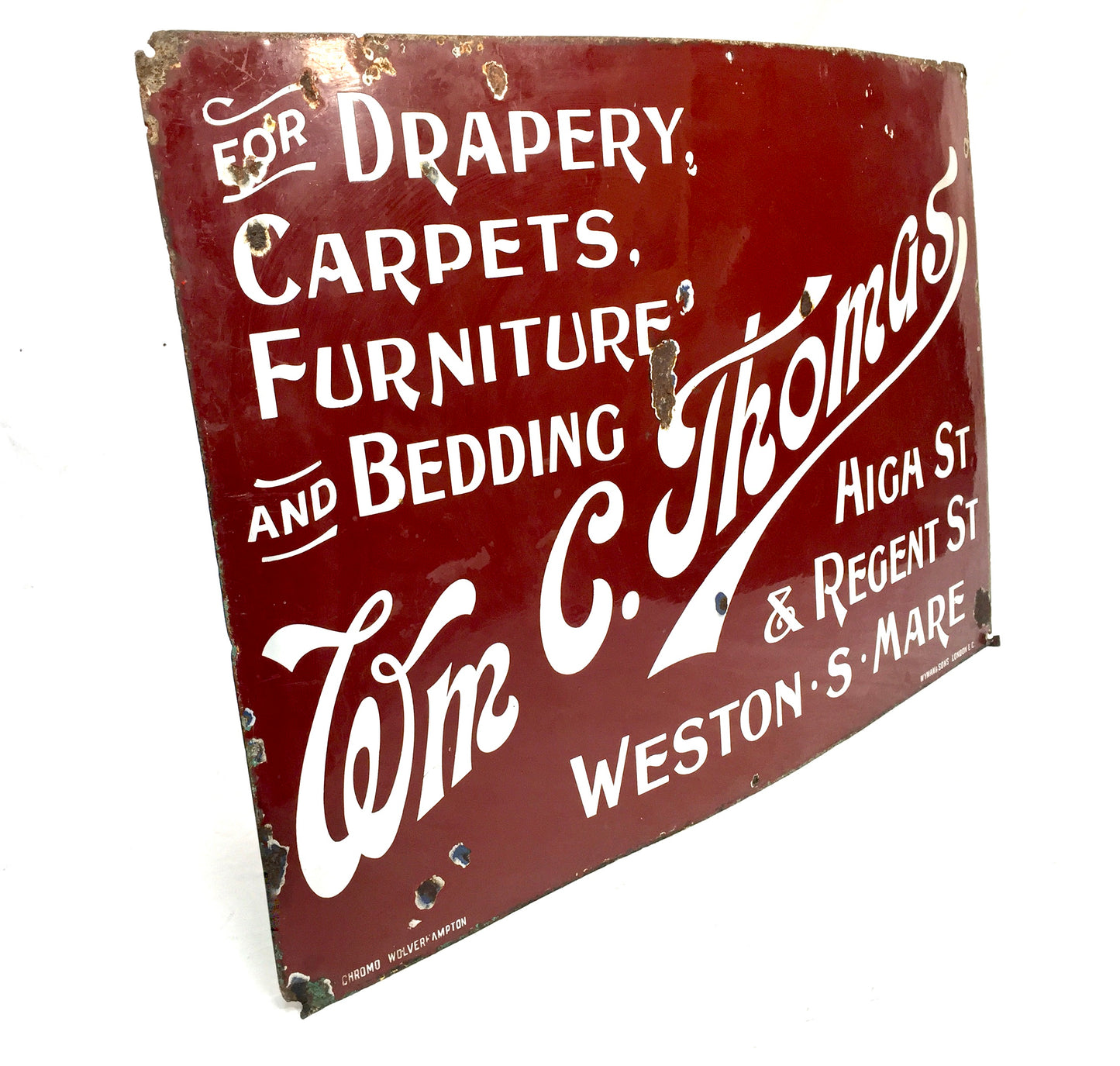 Antique Advertising Large Enamel Wall Mounted Shop Sign Weston Super Mare c.1930