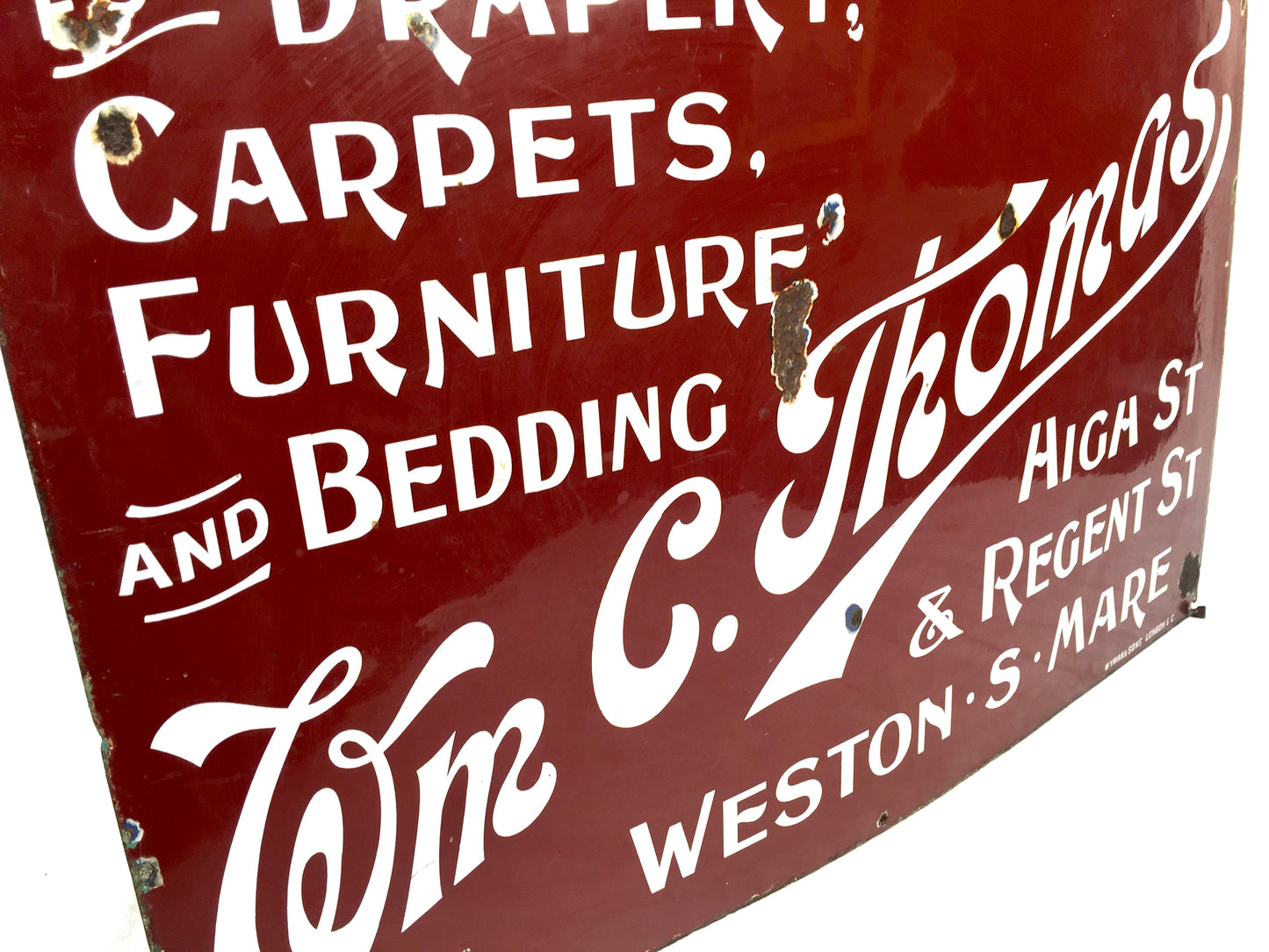 Antique Advertising Large Enamel Wall Mounted Shop Sign Weston Super Mare c.1930
