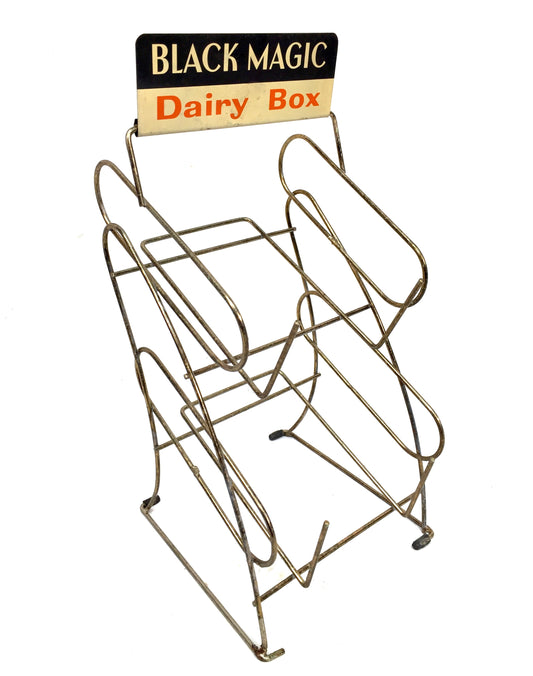 Antique Advertising Shop Counter Display Stand Black Magic Dairy Box Metal Sign