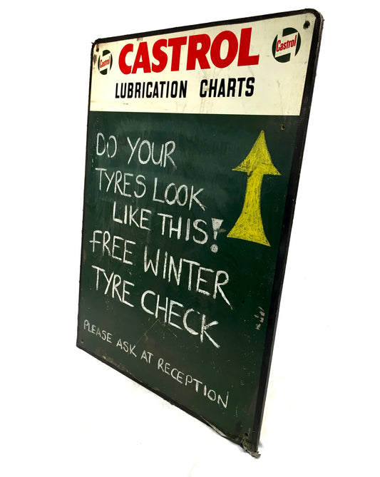 Antique Advertising - Wall Mounted Castrol Oil Lubrication Charts Garage Sign