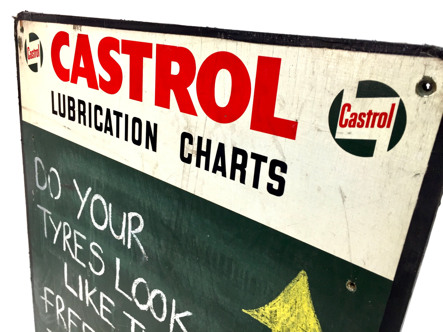 Antique Advertising - Wall Mounted Castrol Oil Lubrication Charts Garage Sign