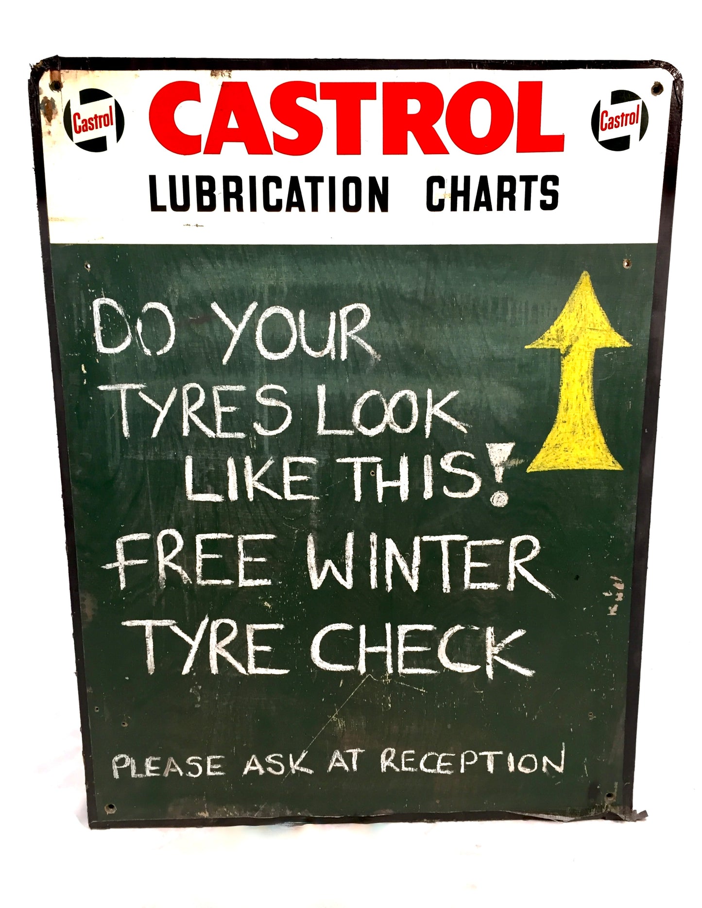 Antique Advertising - Wall Mounted Castrol Oil Lubrication Charts Garage Sign