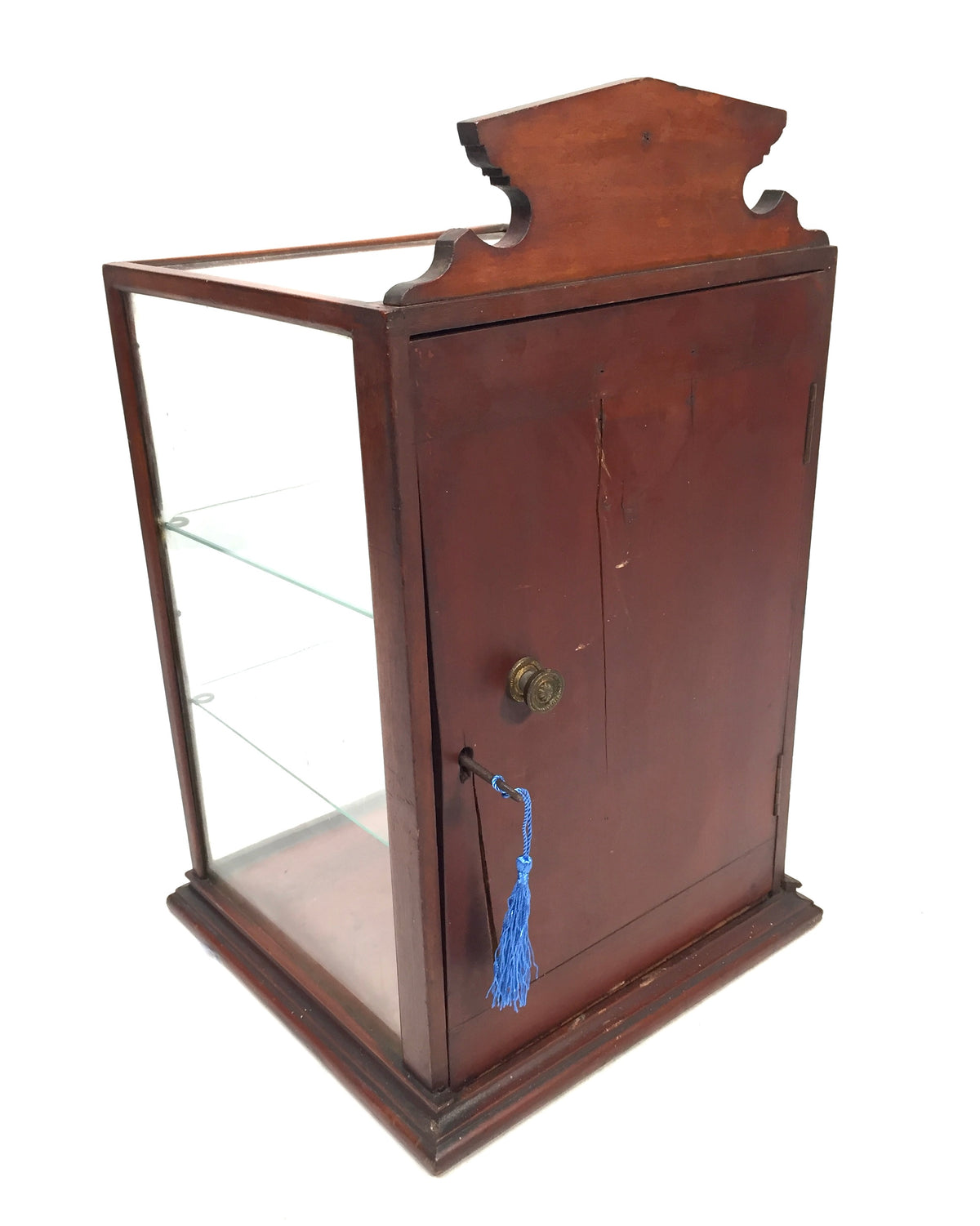Antique Wooden & Glass Shop Counter Display Cabinet / Collectors Unit / Key 1910