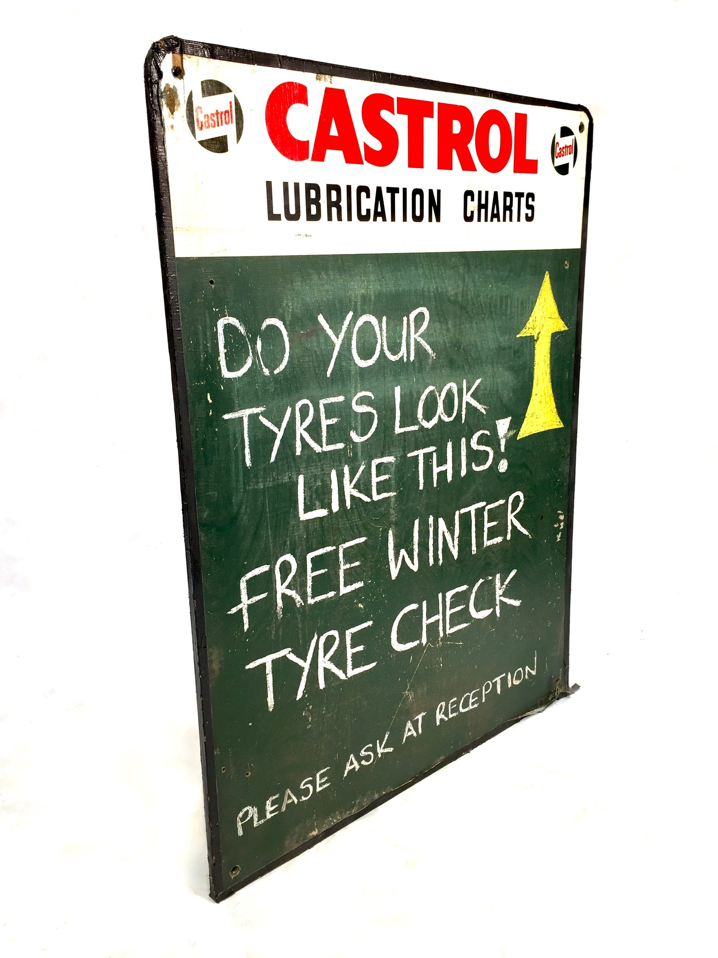 Antique Advertising - Wall Mounted Castrol Oil Lubrication Charts Garage Sign