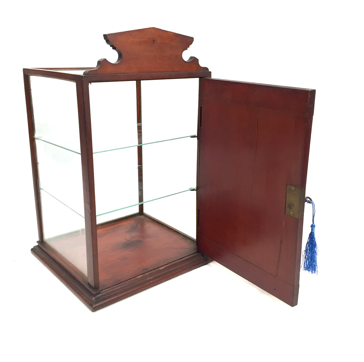Antique Wooden & Glass Shop Counter Display Cabinet / Collectors Unit / Key 1910
