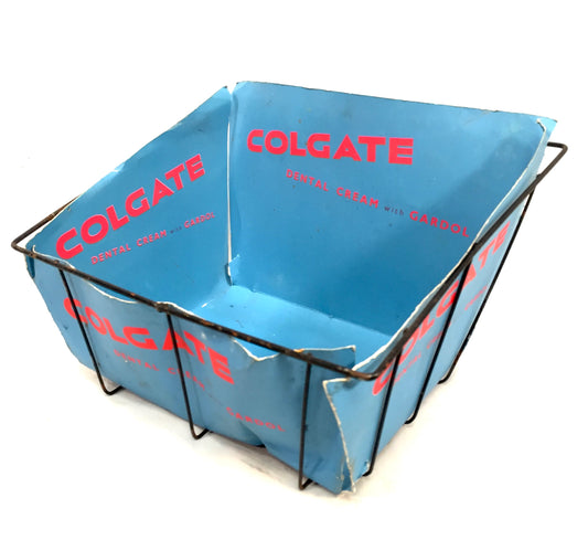 Vintage Advertising Shop Counter Display Stand Colgate Dental Cream Basket 1950s