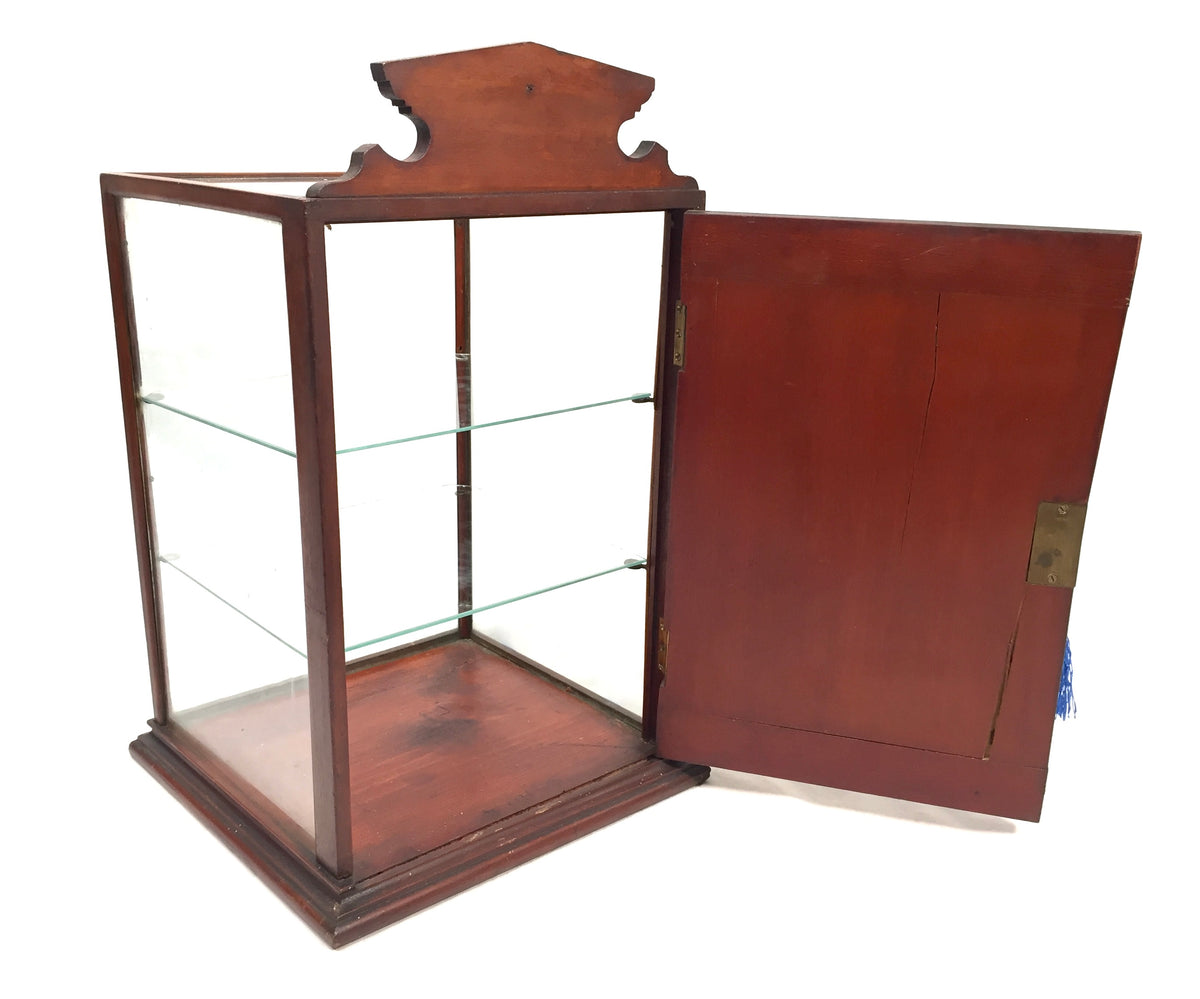 Antique Wooden & Glass Shop Counter Display Cabinet / Collectors Unit / Key 1910