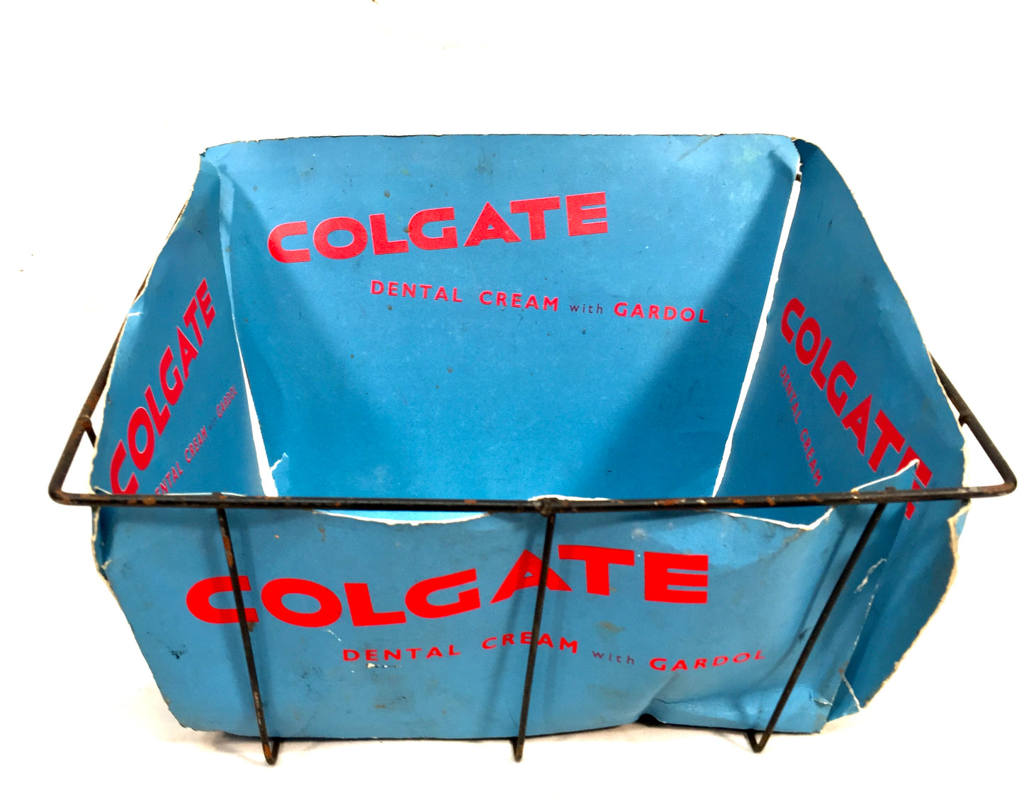 Vintage Advertising Shop Counter Display Stand Colgate Dental Cream Basket 1950s