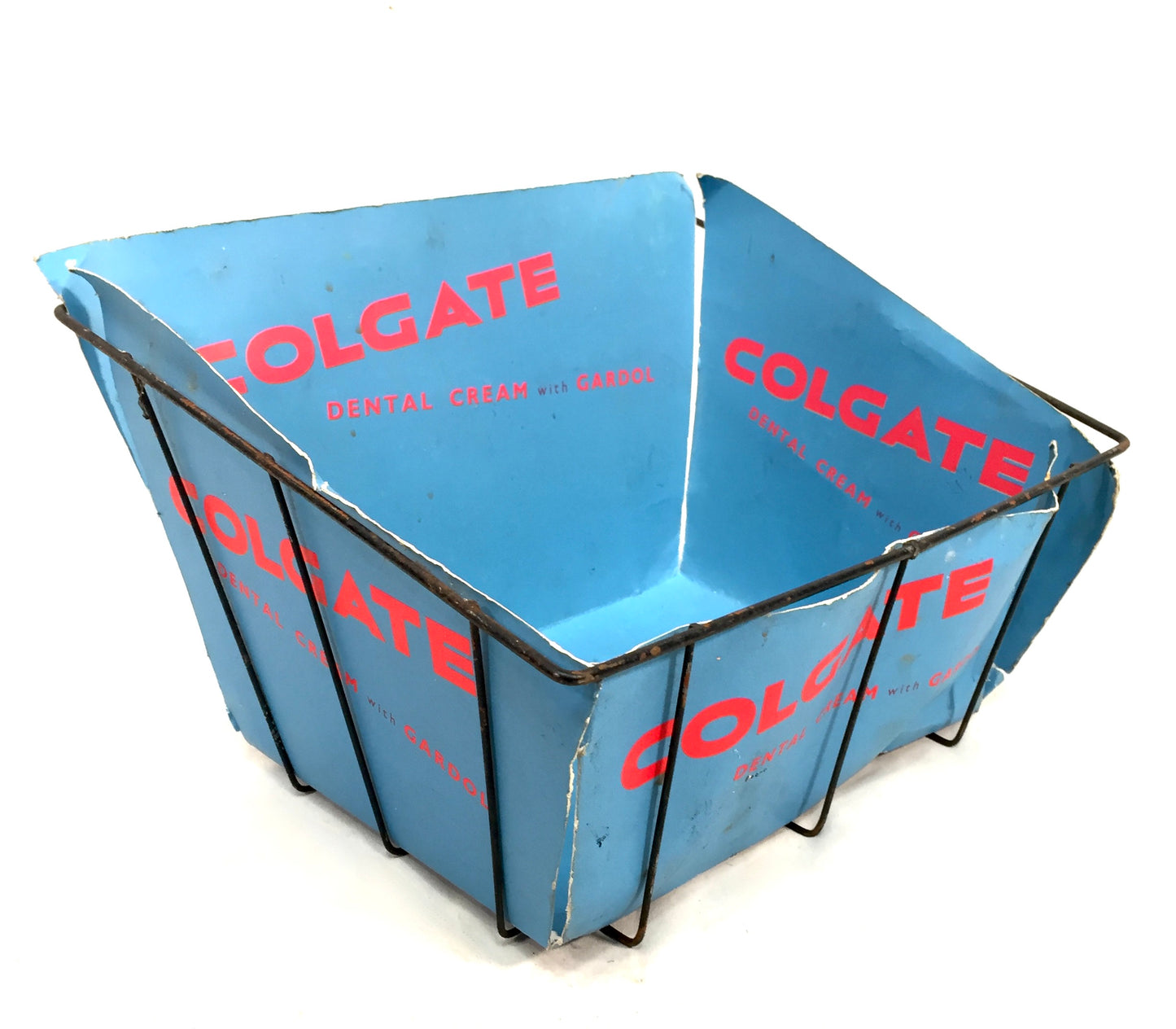 Vintage Advertising Shop Counter Display Stand Colgate Dental Cream Basket 1950s