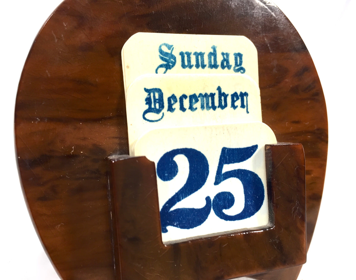 Antique Art Deco 1920s Brown Bakelite Desk Calendar / Complete / 20th Century