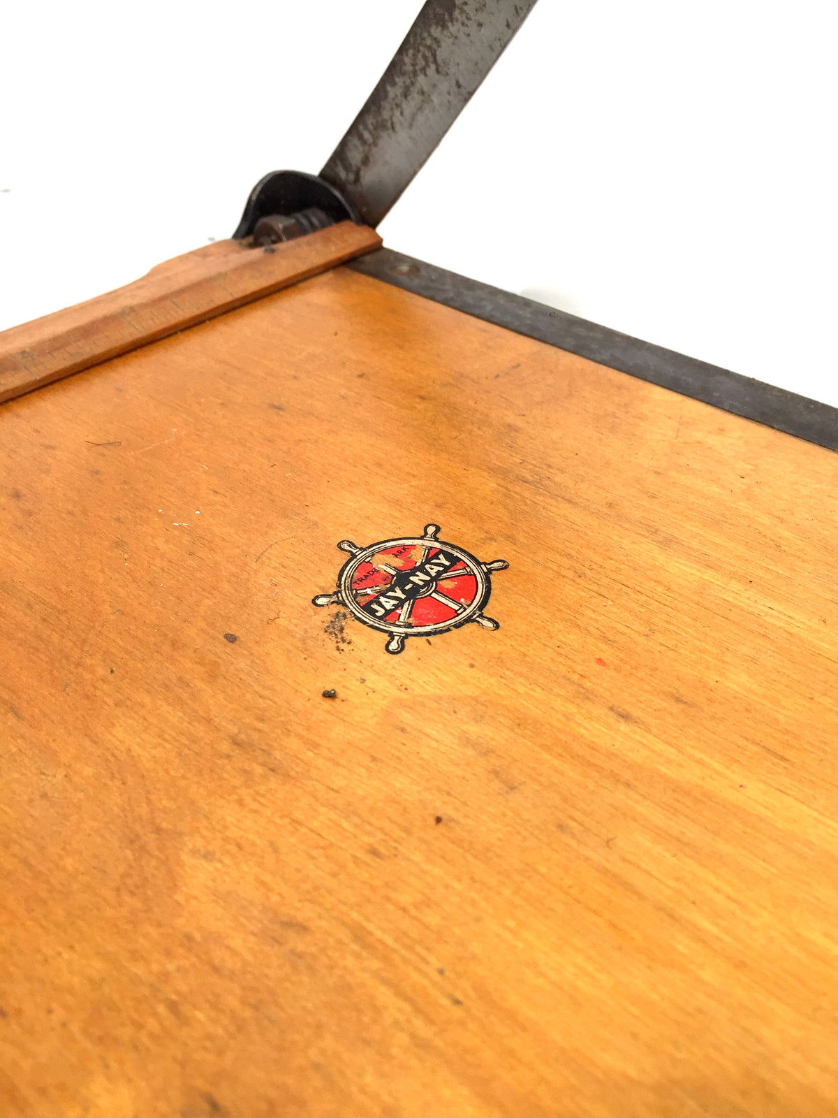 Antique Desk Wooden Jay-Nay Desktop Paper Cutter Photography Guillotine c1950