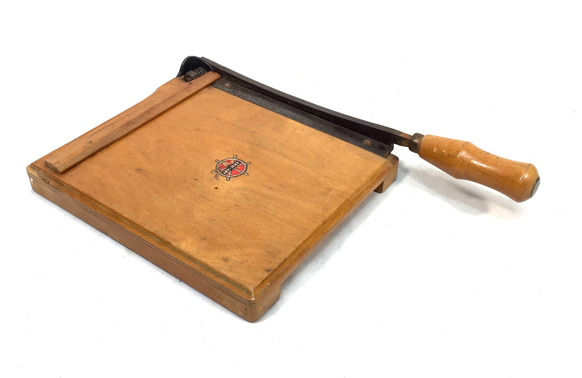 Antique Desk Wooden Jay-Nay Desktop Paper Cutter Photography Guillotine c1950