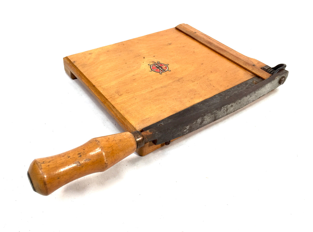 Antique Desk Wooden Jay-Nay Desktop Paper Cutter Photography Guillotine c1950