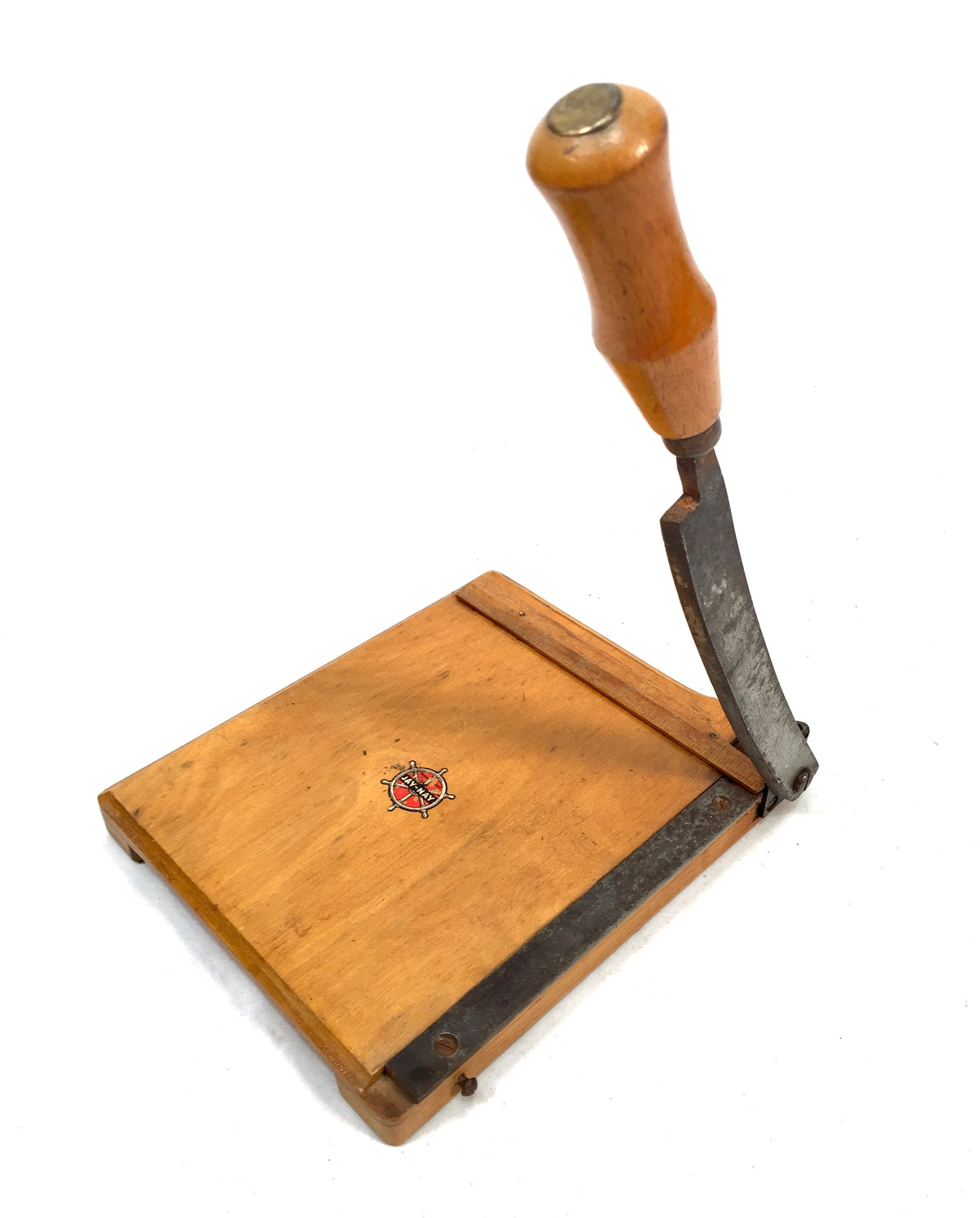 Antique Desk Wooden Jay-Nay Desktop Paper Cutter Photography Guillotine c1950