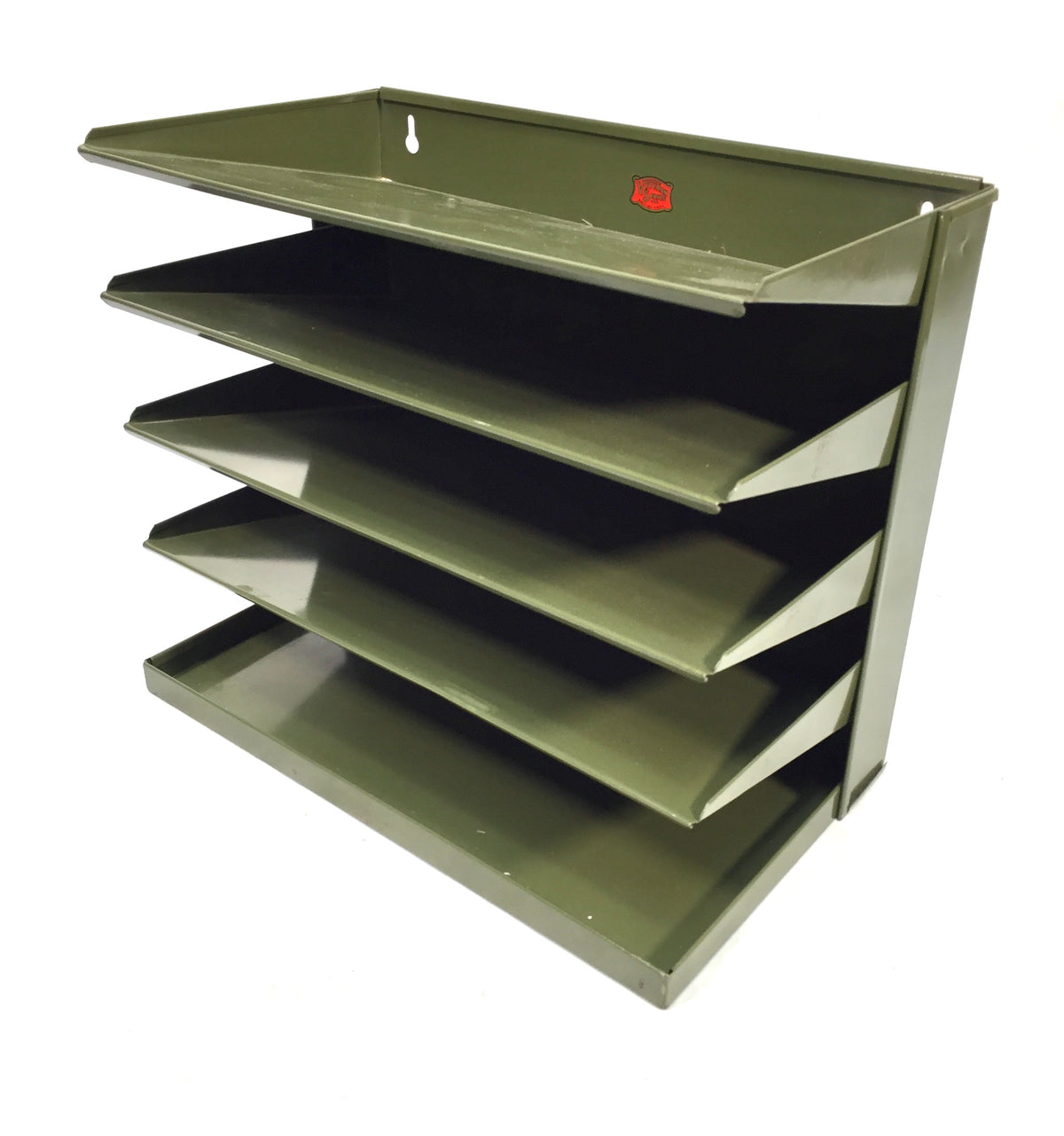 Vintage 1950s "Veteran Series" Desk Green Metal PaperFiling Tray Storage System