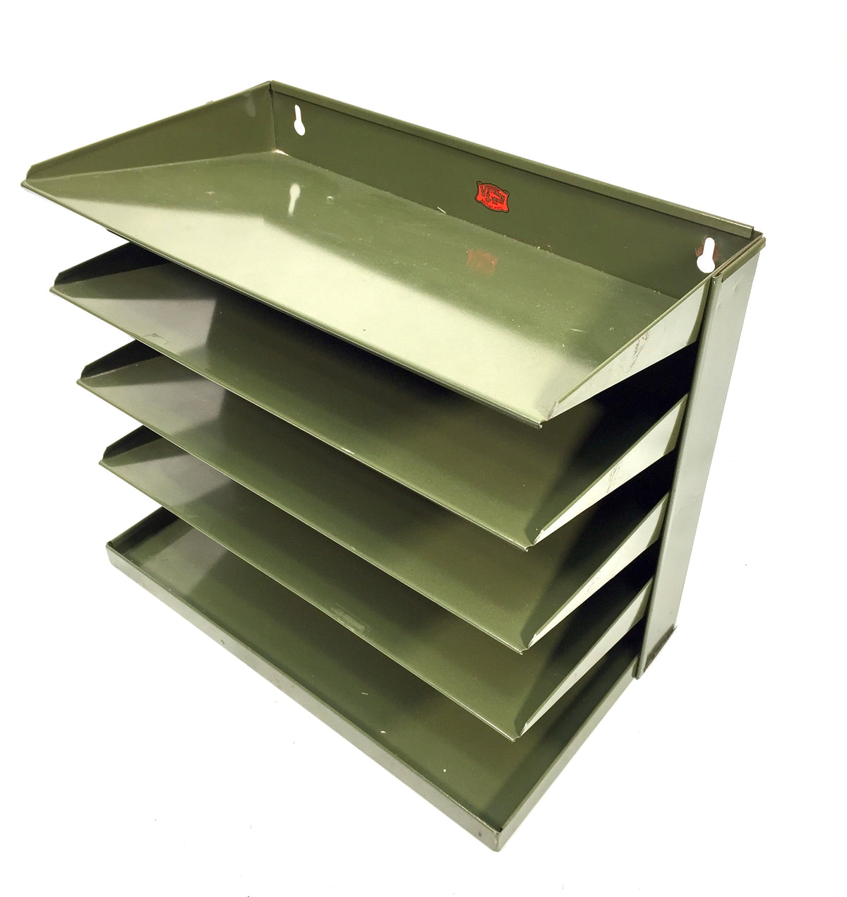 Vintage 1950s "Veteran Series" Desk Green Metal PaperFiling Tray Storage System