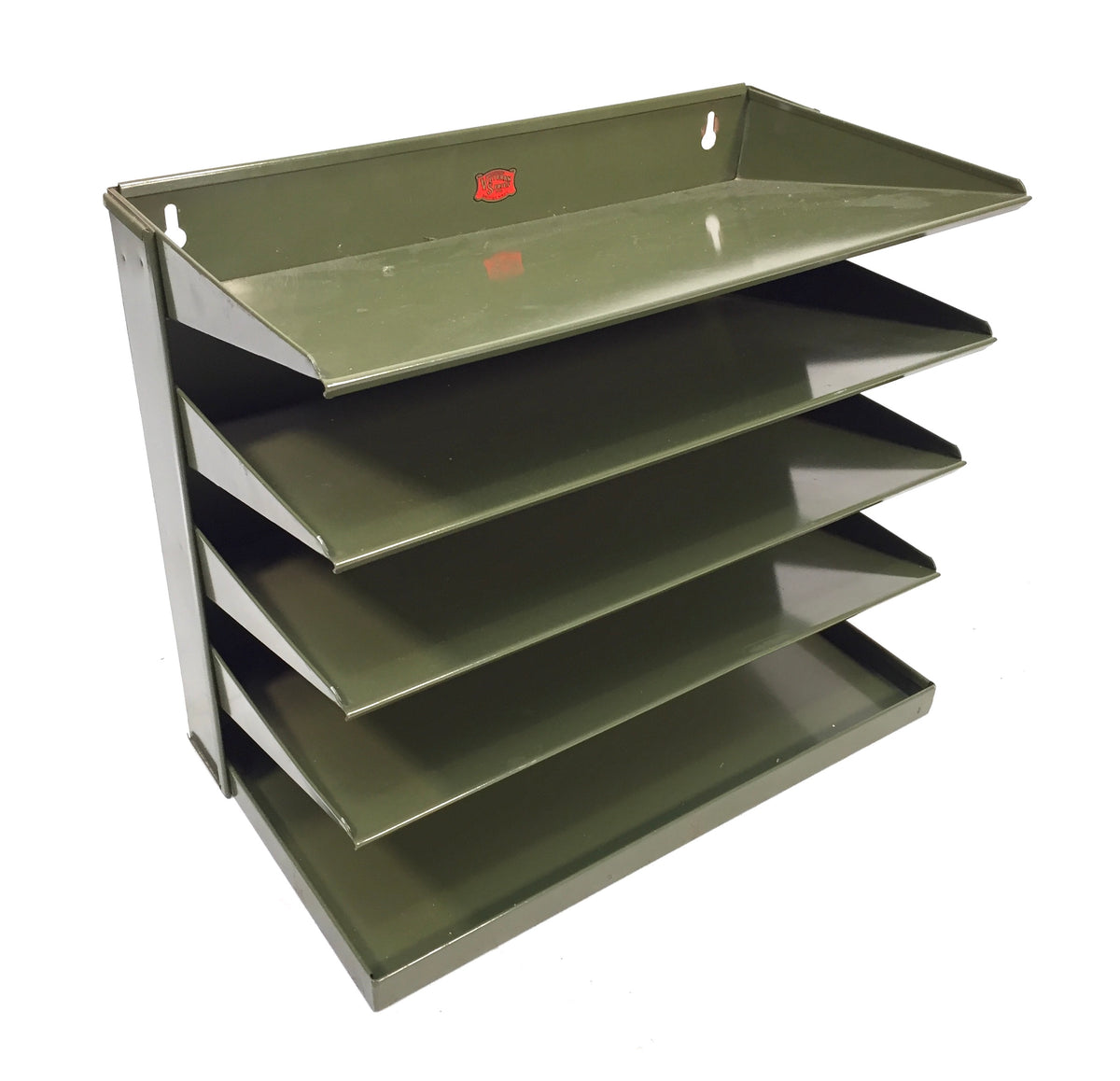 Vintage 1950s "Veteran Series" Desk Green Metal PaperFiling Tray Storage System